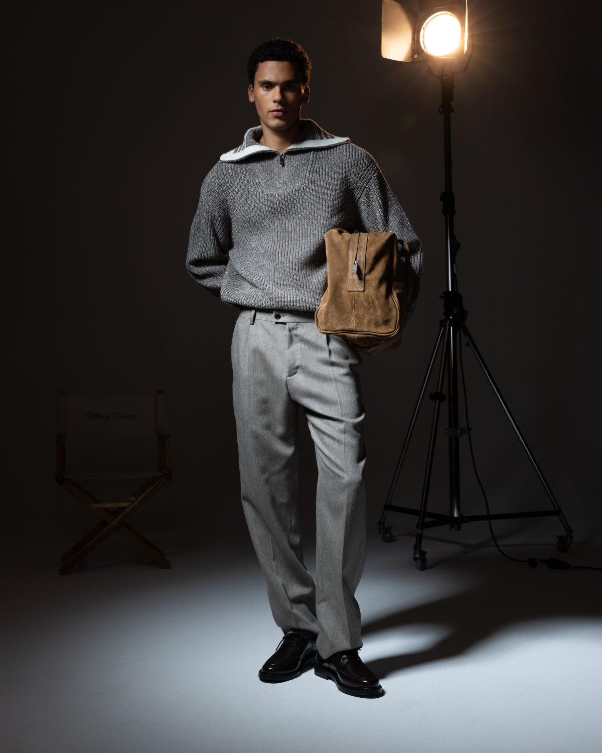 Filling Pieces Zip Knit Chunky Fisherman pull melange zip