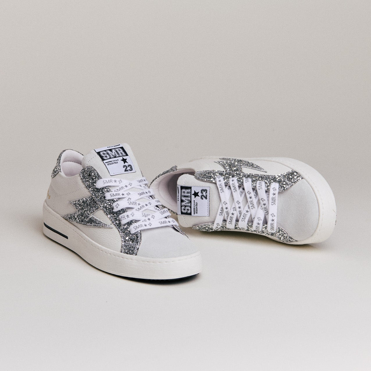 SMR Semerdjian Maya D599 baskets cuir blanc argent