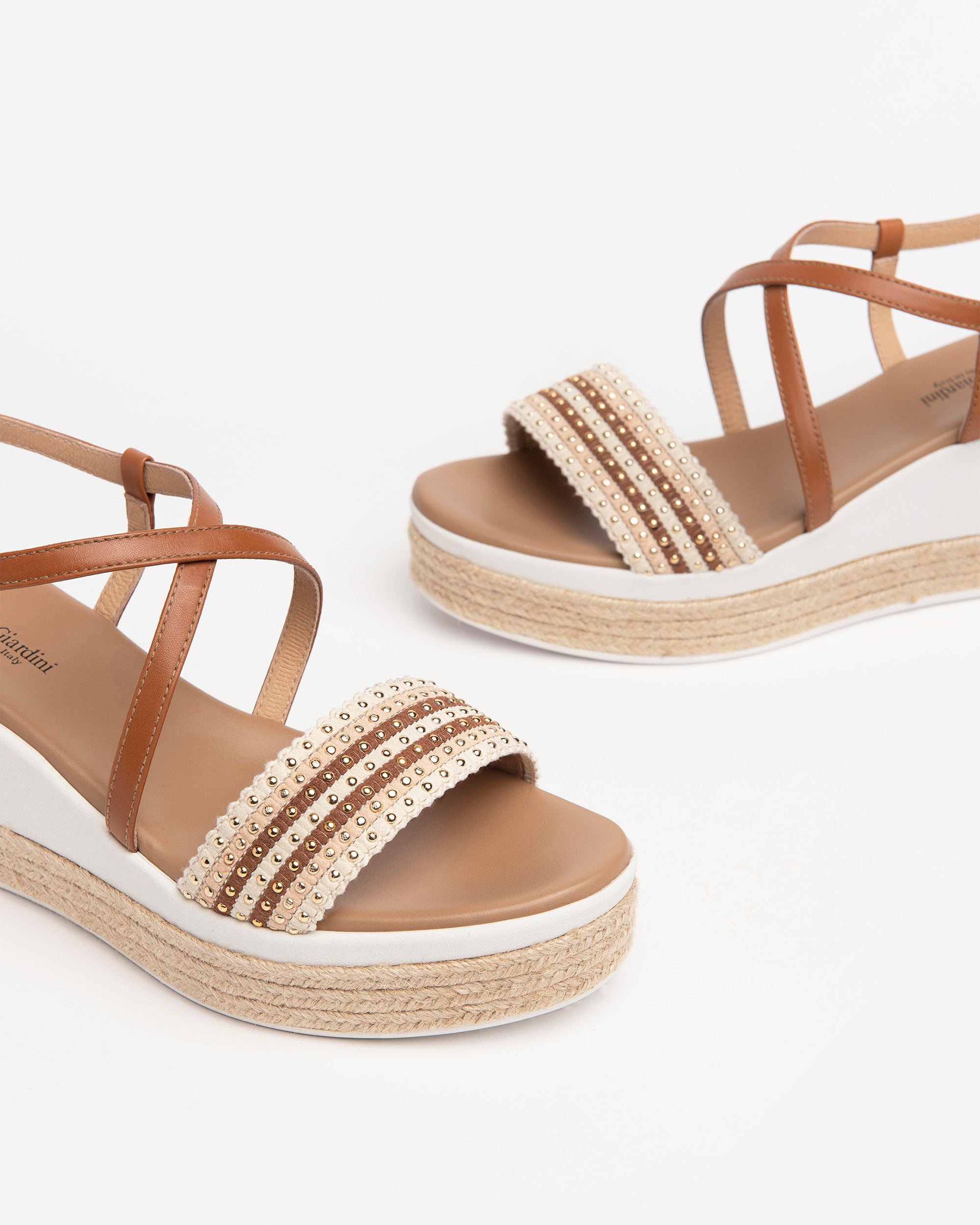 NeroGiardini Sandales femme cuir compensées 7 cm