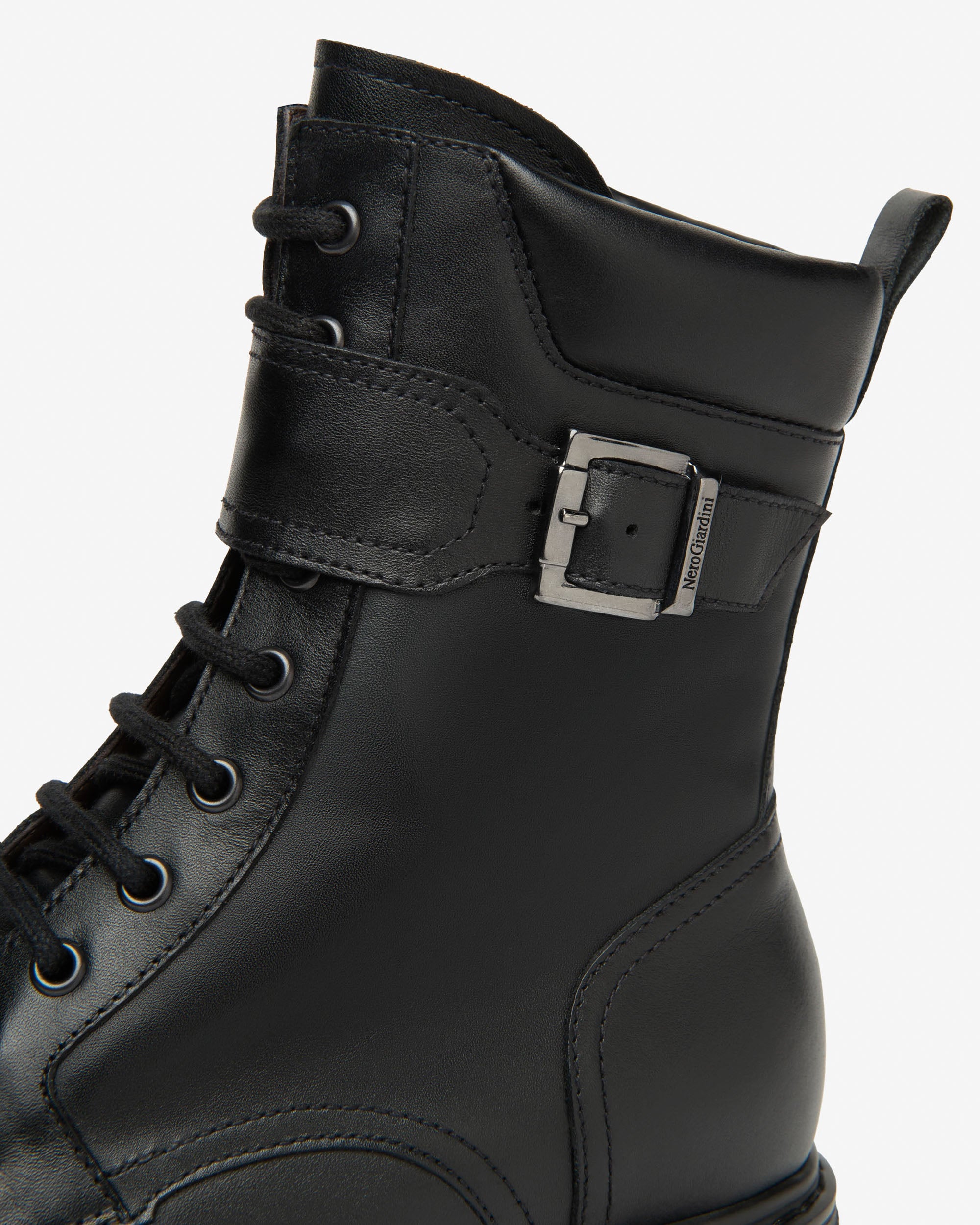 Nerogiardini Bottines Motardes Femme Cuir Combat Boots
