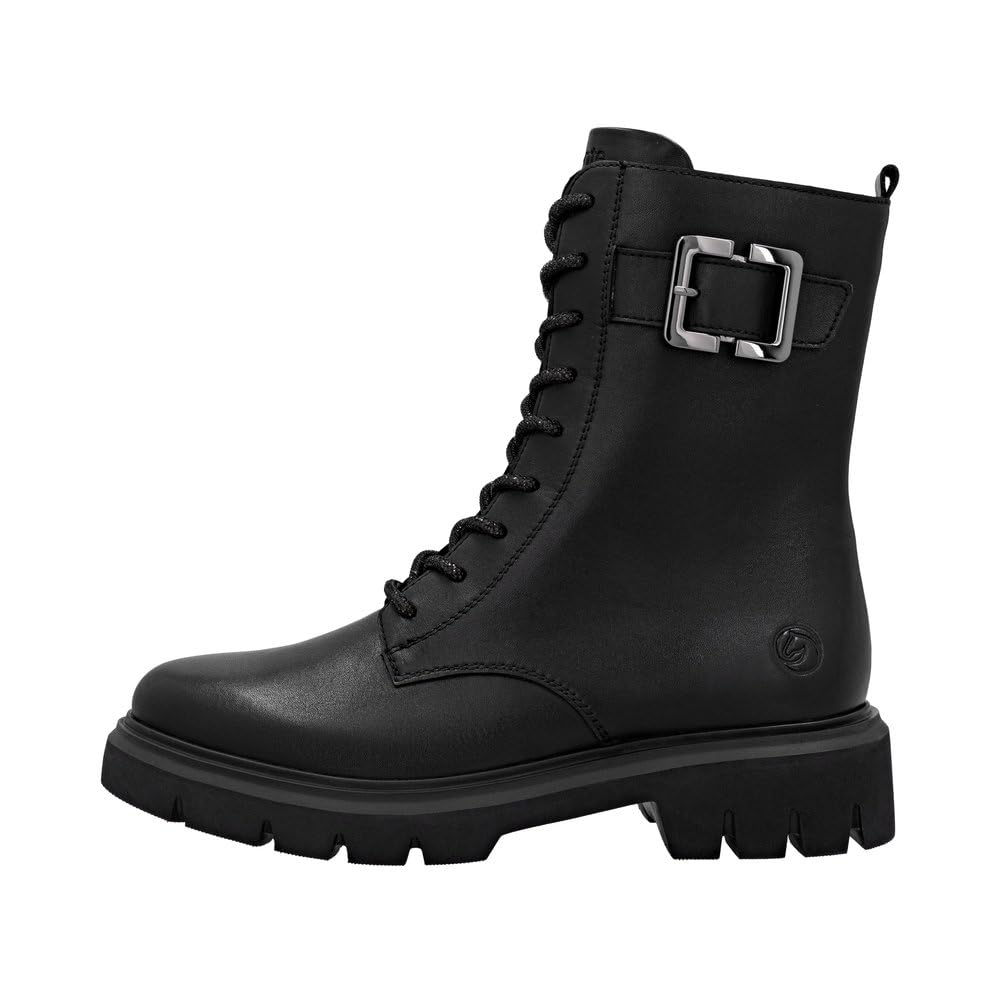 Remonte D1W82-00 bottines à lacets femme noir cuir lisse