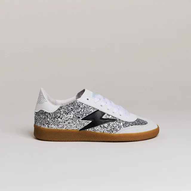 SMR Emily D324 baskets glitter argent éclair noir