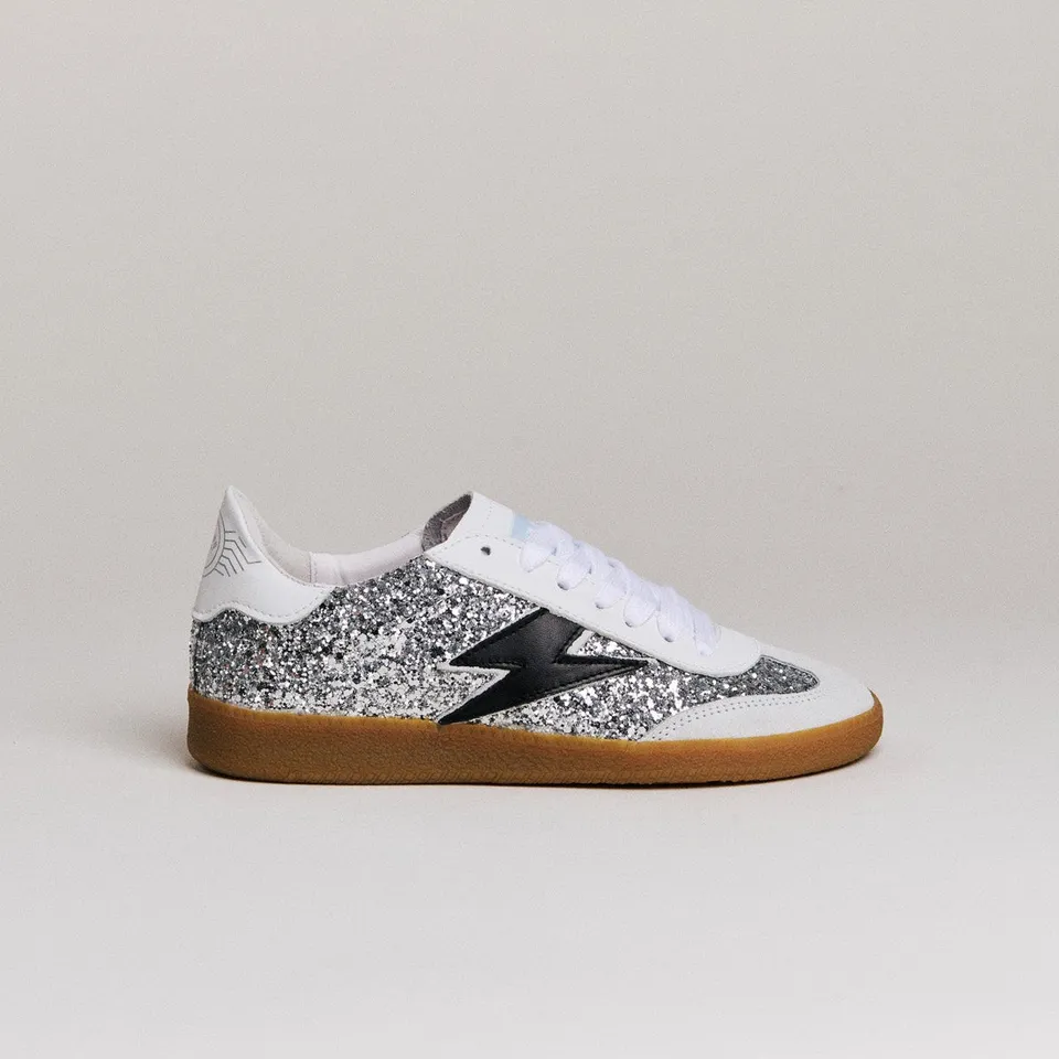 SMR Emily D324 baskets glitter argent éclair noir