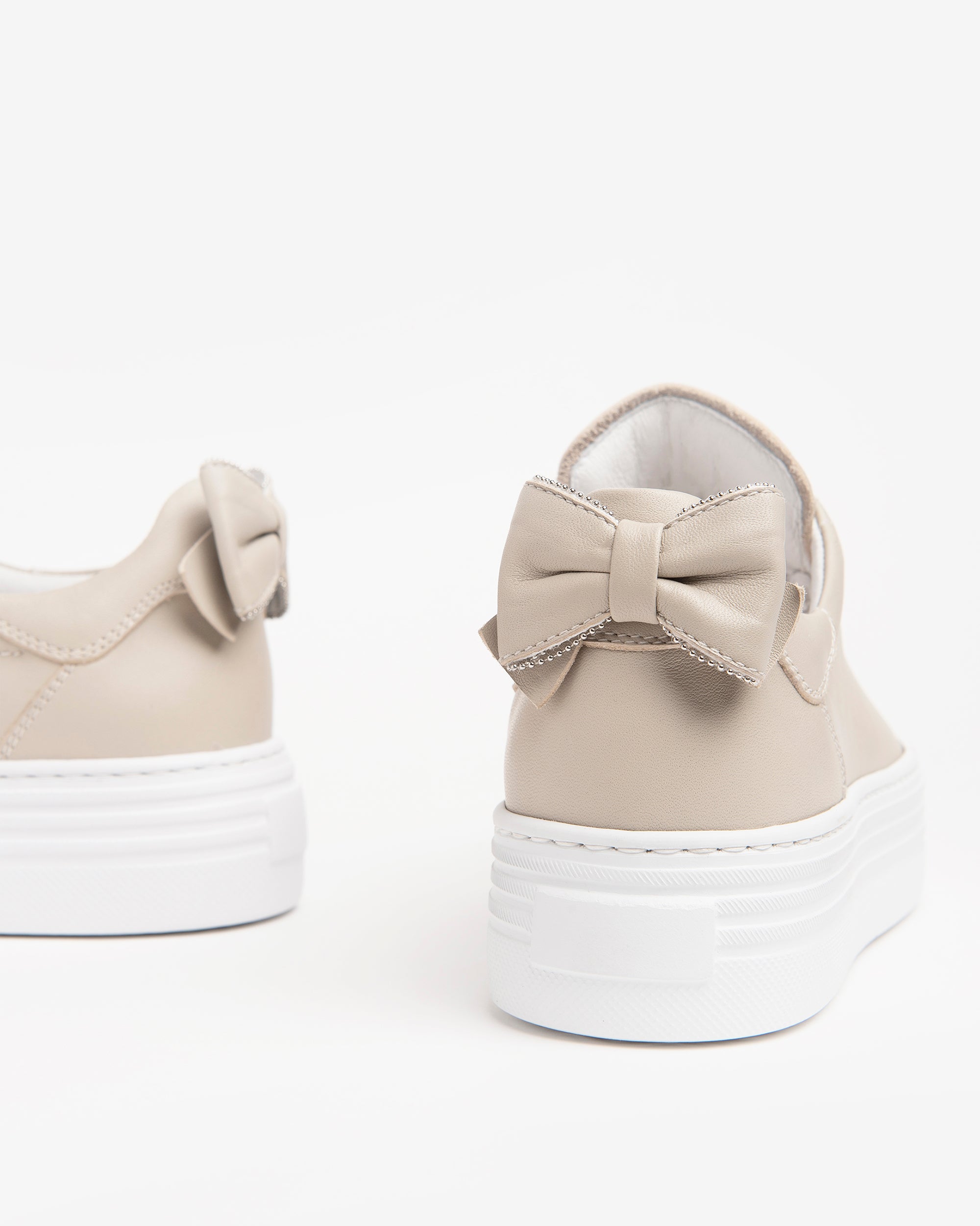 NeroGiardini Sneakers Femme Cuir Plateforme 4cm Noeud