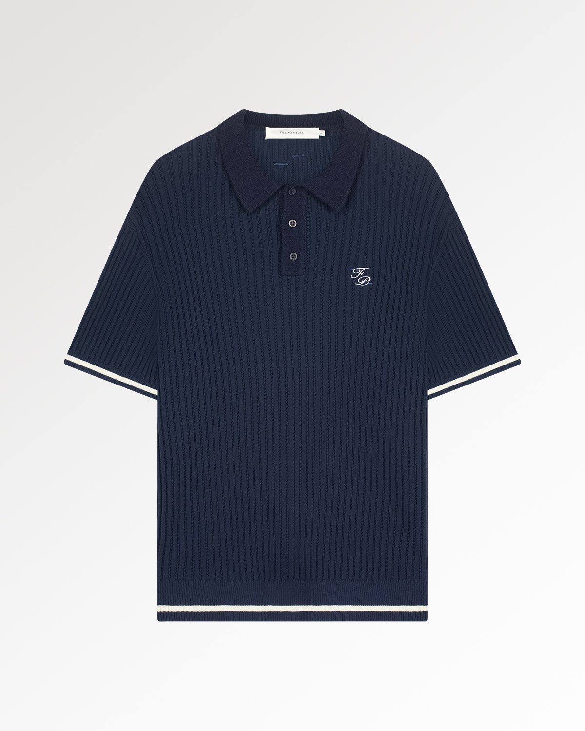 Filling Pieces Knit Polo Boucle polo Maritime Blue coton