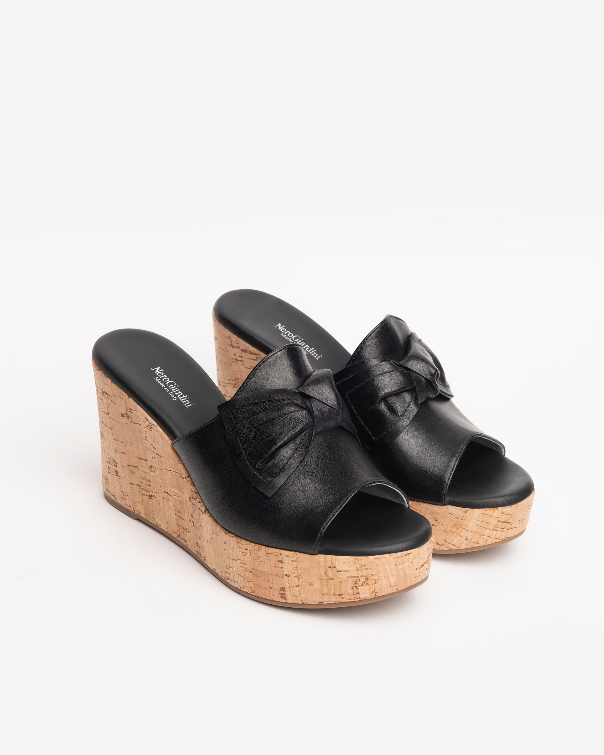 NeroGiardini Mules Femme Cuir Nœud Compensées