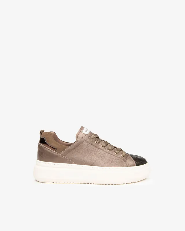 NeroGiardini Sneakers Femme Cuir Lamé Plateforme 4 cm