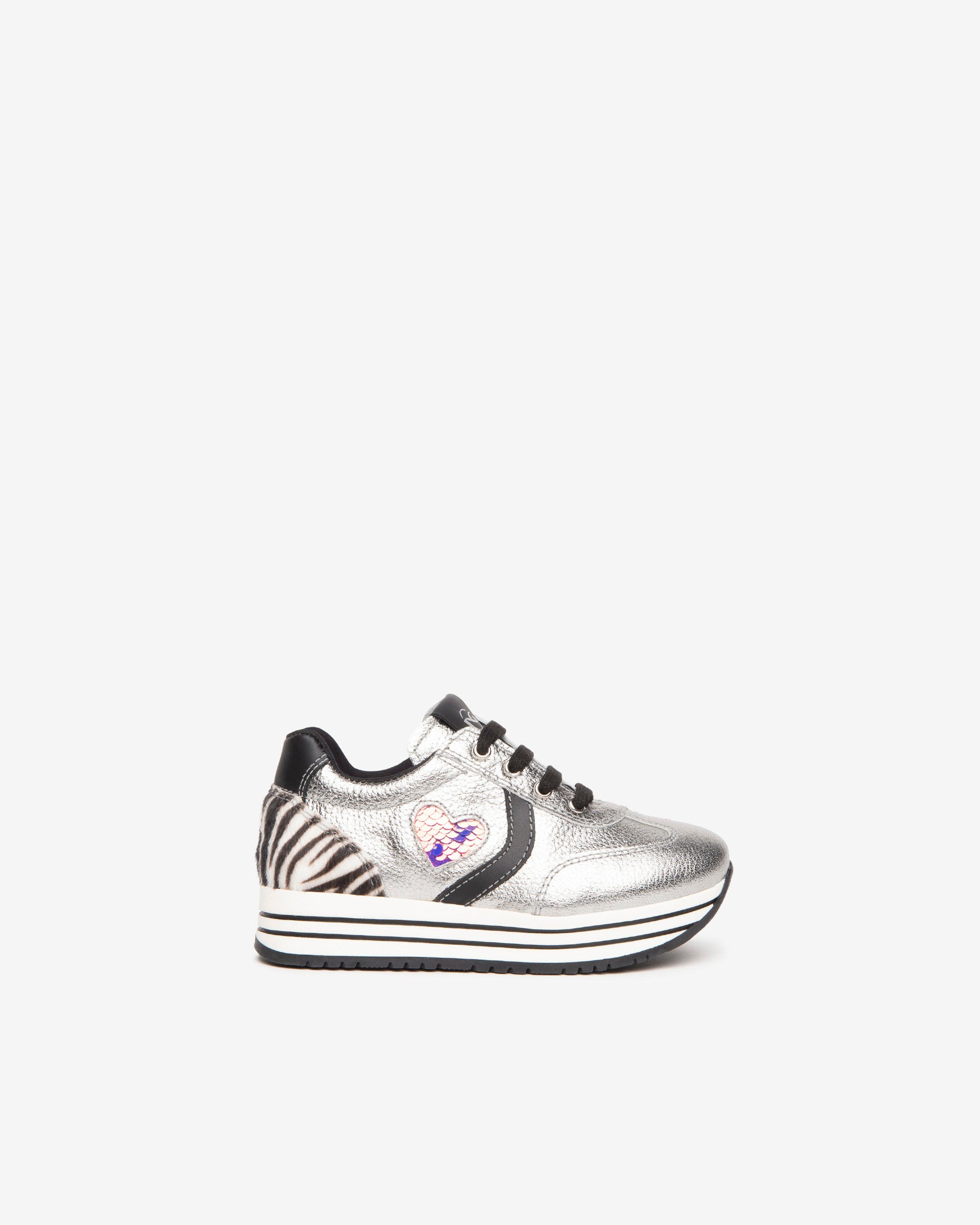 NeroGiardini Sneakers Kids Fille Cuir Lamé Cœur Sequins