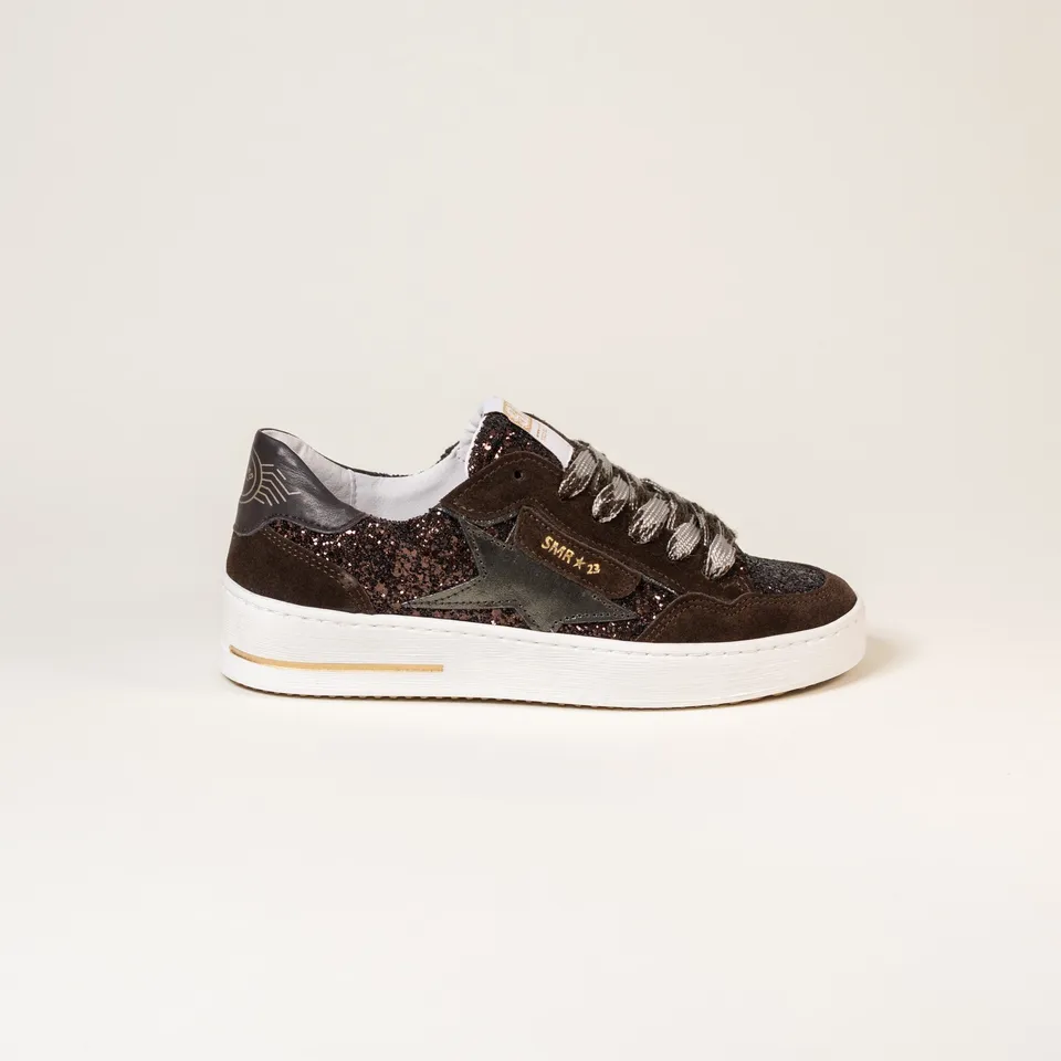SMR Ale E481 baskets cuir marron glitter