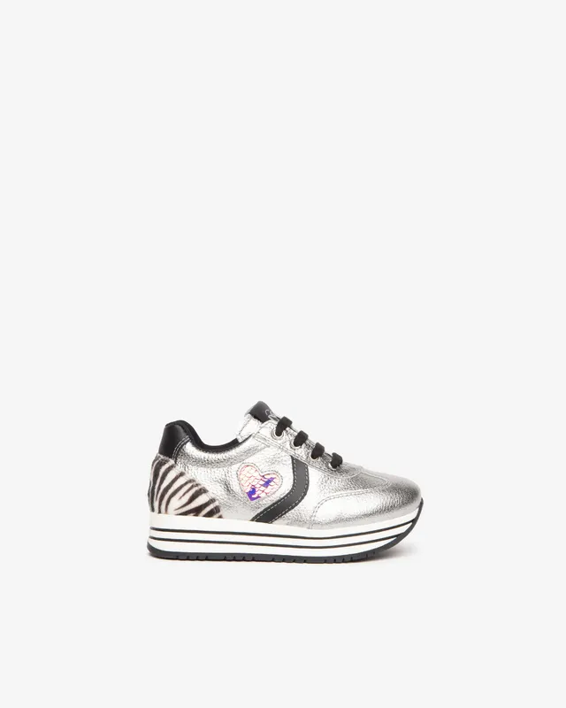 NeroGiardini Sneakers Kids Fille Cuir Lamé Cœur Sequins