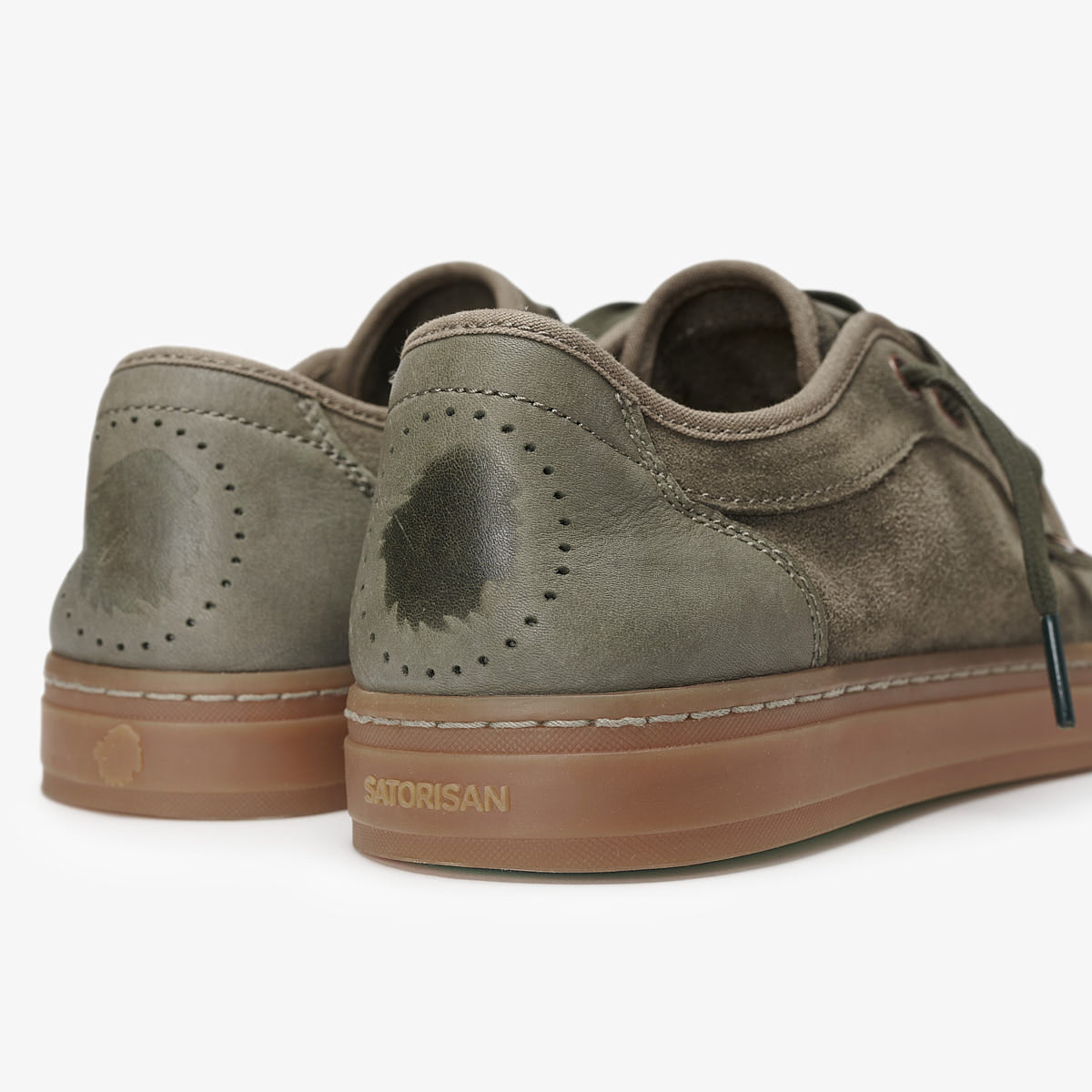 Satorisan Heisei Suede baskets Deep Khaki cuir