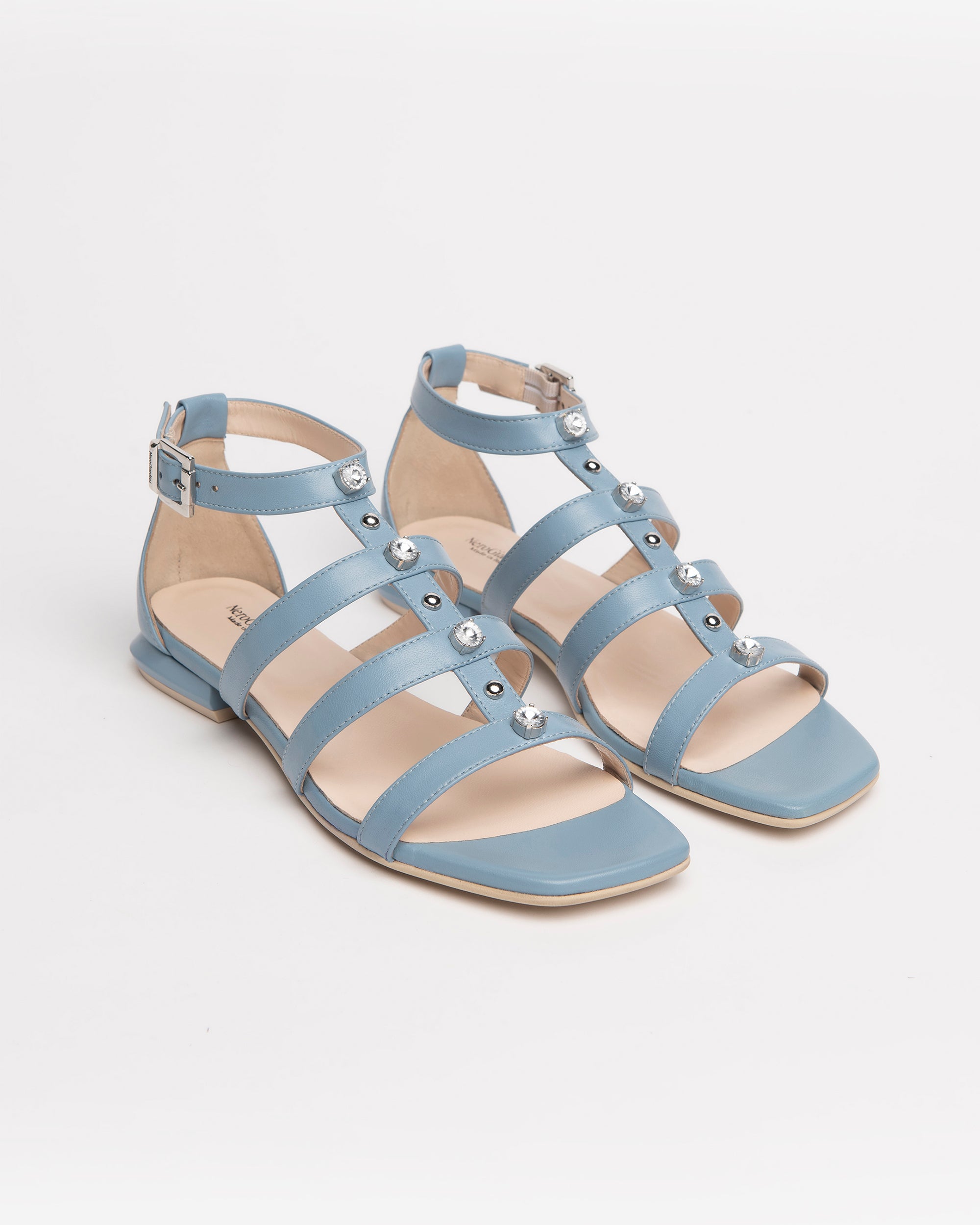 NeroGiardini Sandales Cuir Femme Strass Talon 1,5 cm