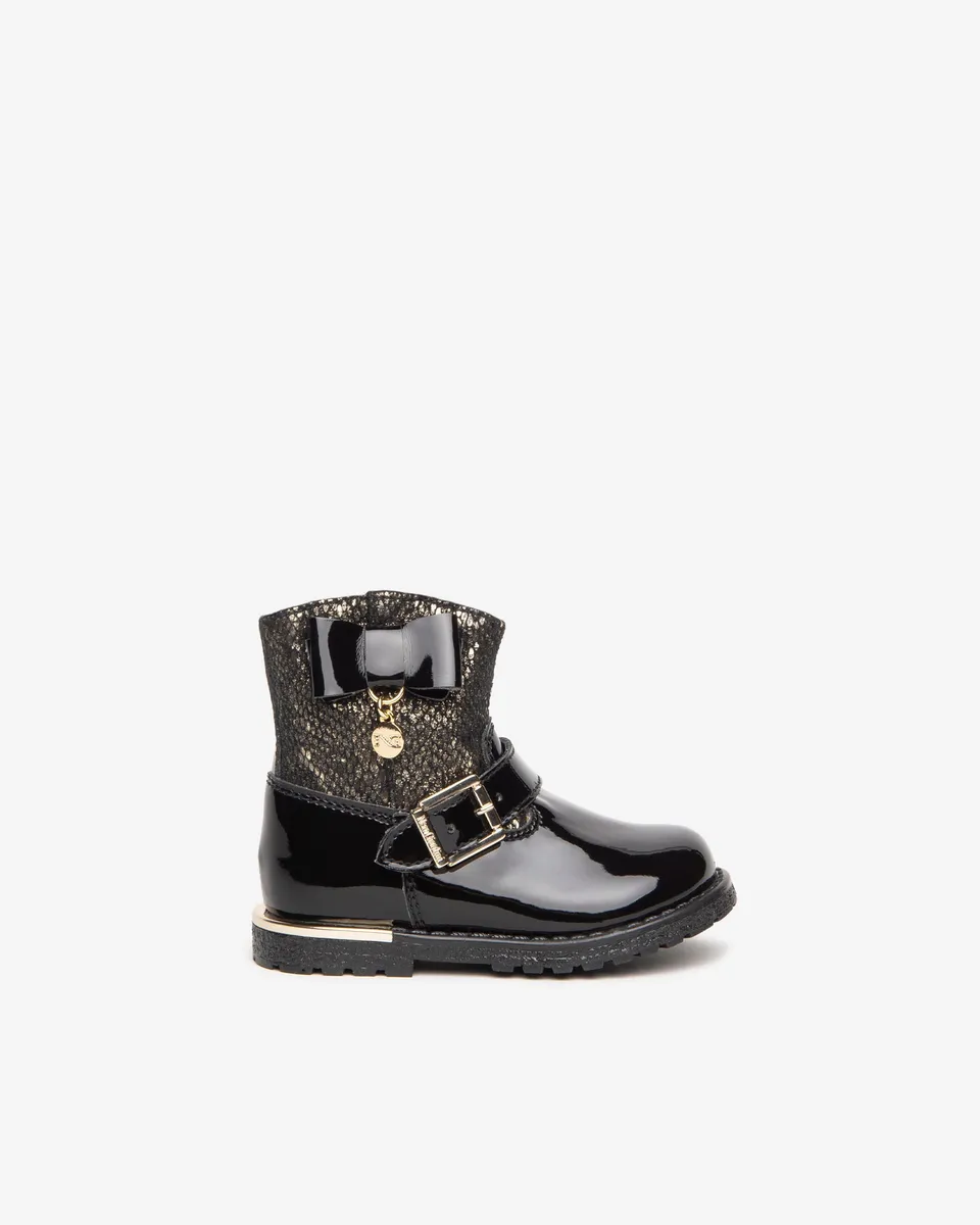 NeroGiardini Bottines Baby Fille Zip Nœud Lamé