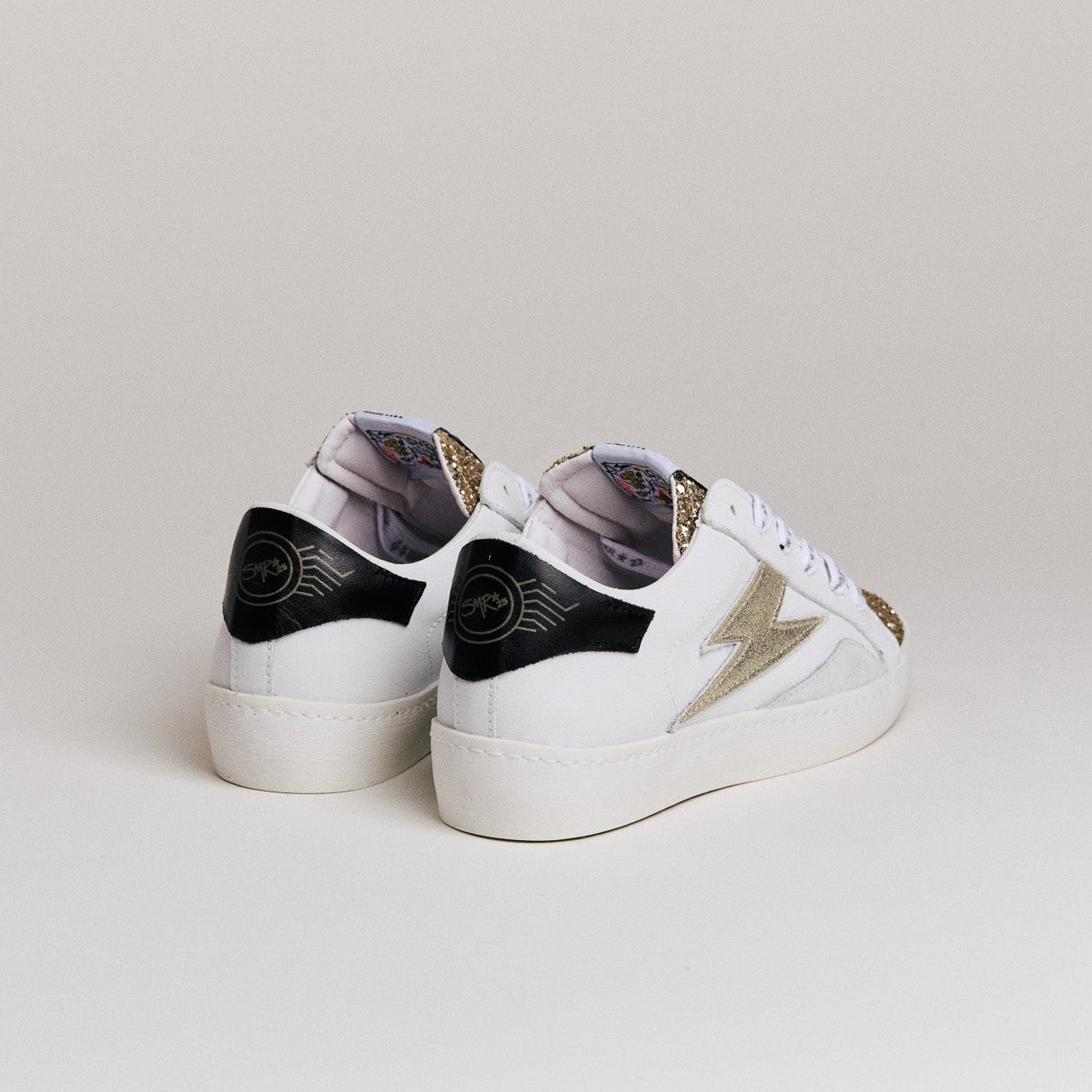 SMR Larry D589 Baskets Blanc Or Semelle Épaisse