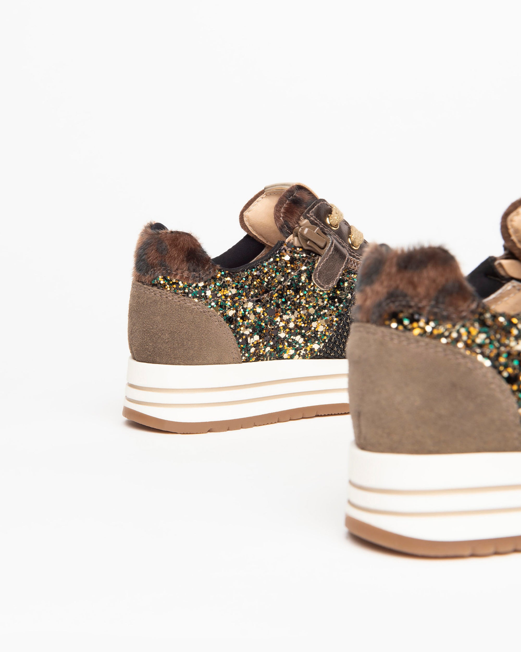 NeroGiardini Sneakers fille cuir velours paillettes