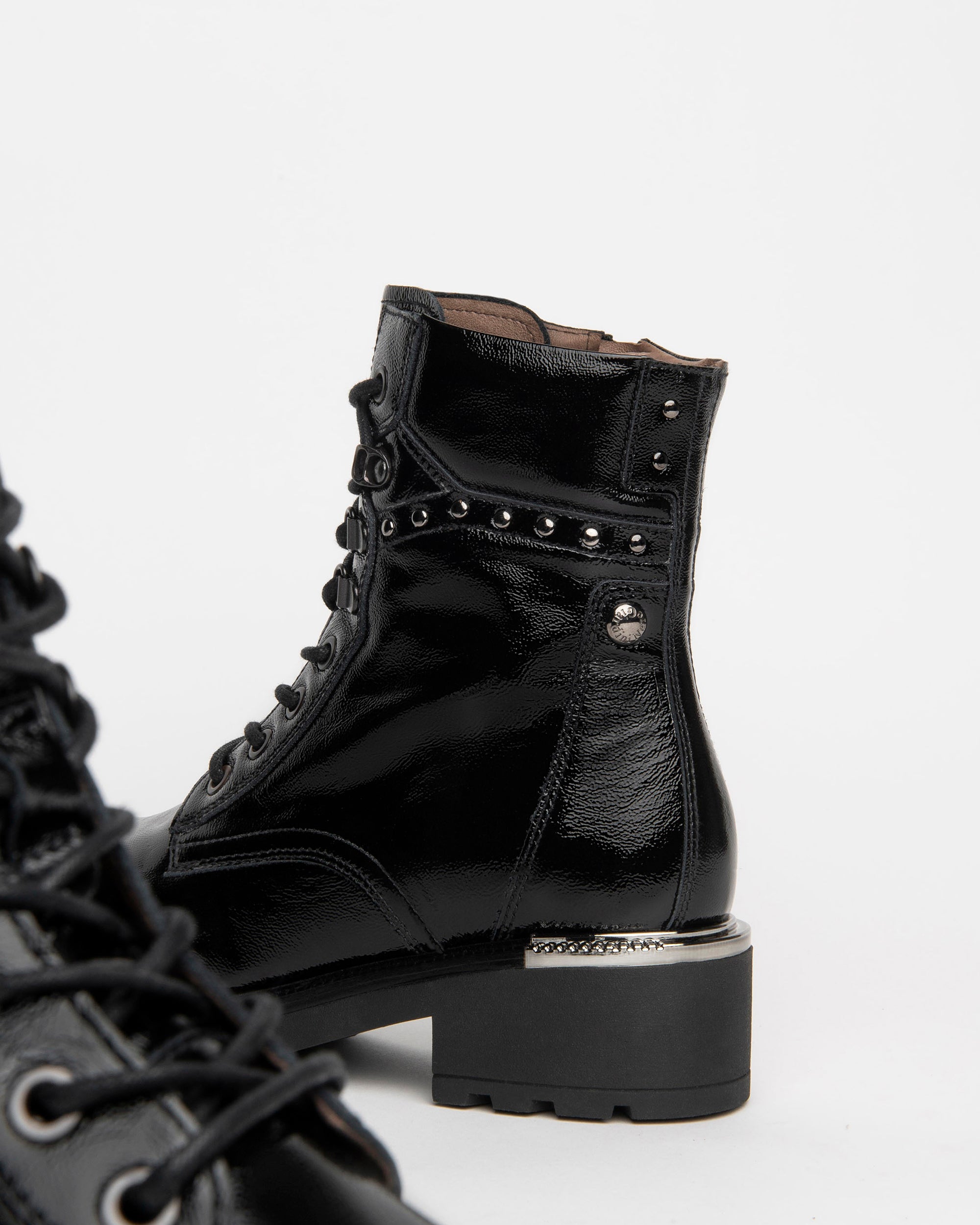 NeroGiardini Bottines Femme Vernis Lacets Zip Talon 4 cm