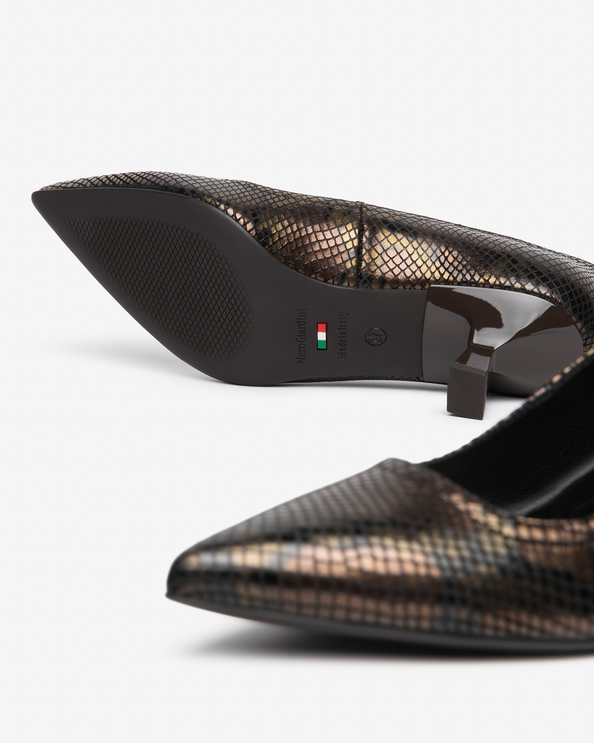 NeroGiardini Escarpins cuir femme imprimé vipère talon 55 mm