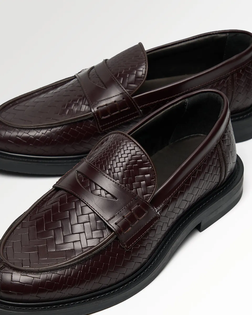 Filling Pieces Woven Twist loafer marron cuir tressé