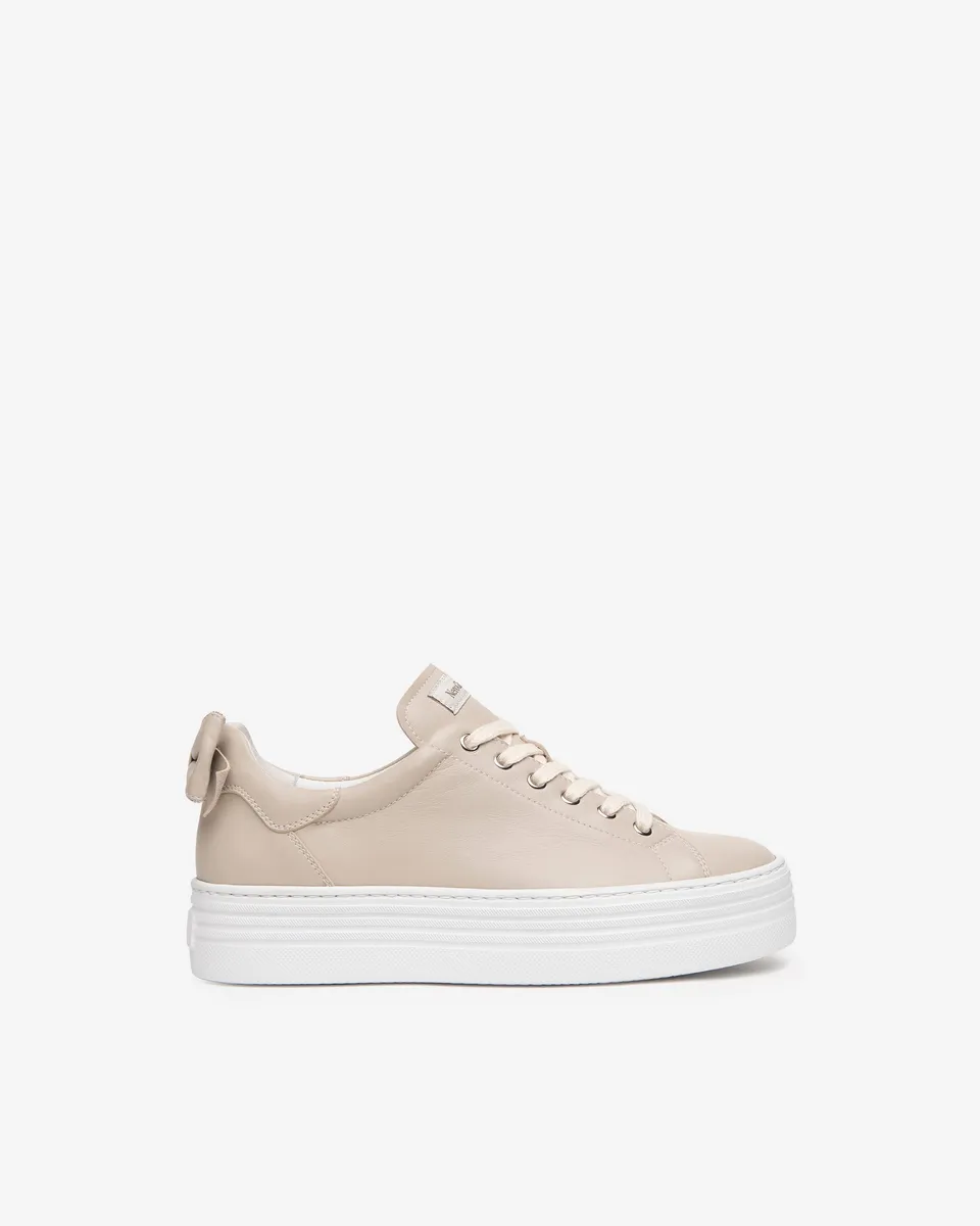 NeroGiardini Sneakers Femme Cuir Plateforme 4cm Noeud