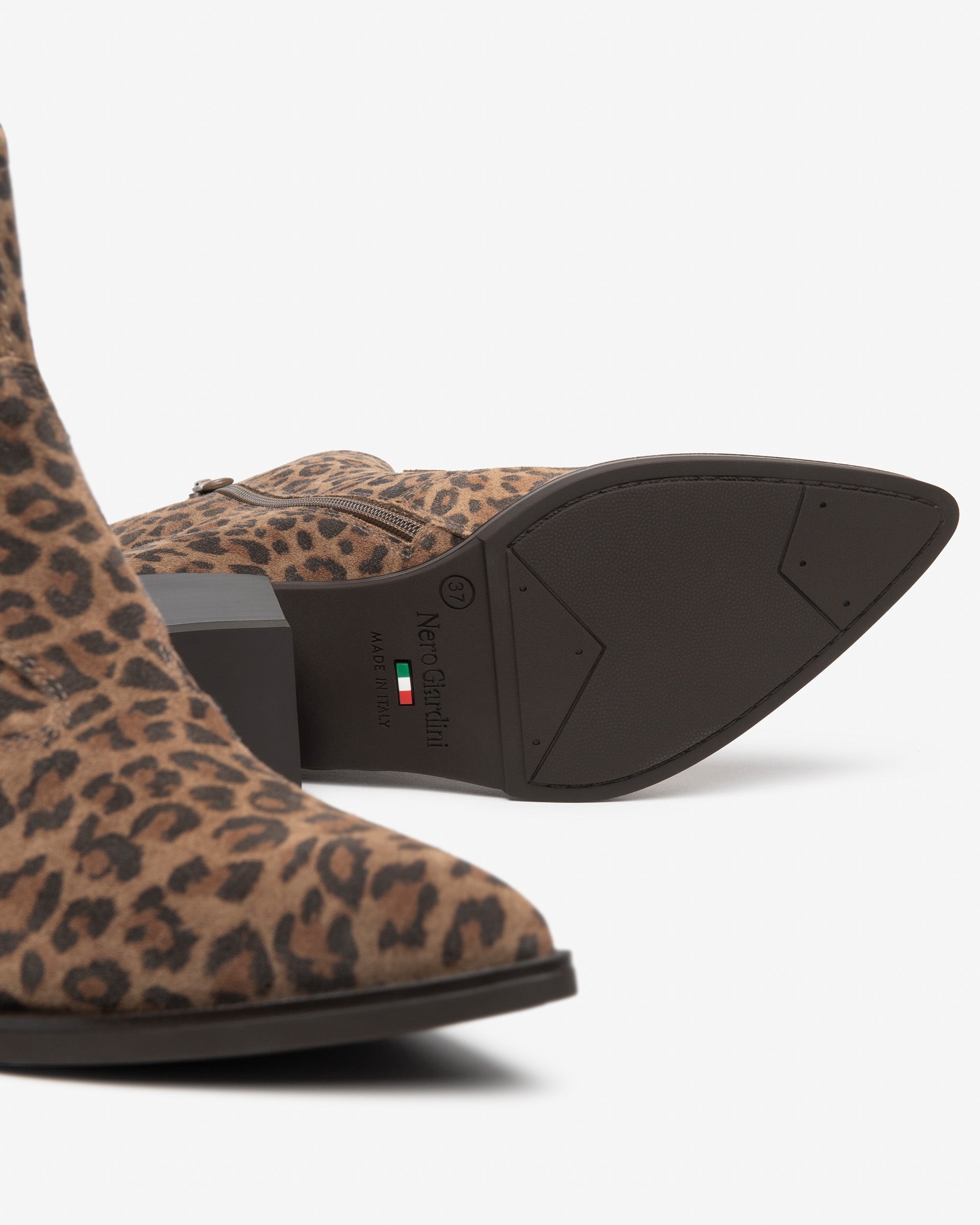 Nerogiardini Bottines western cuir velours femme animalier