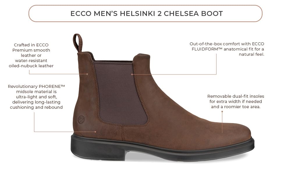ECCO Helsinki 2 Boots Homme 43 EU Cuir Souple