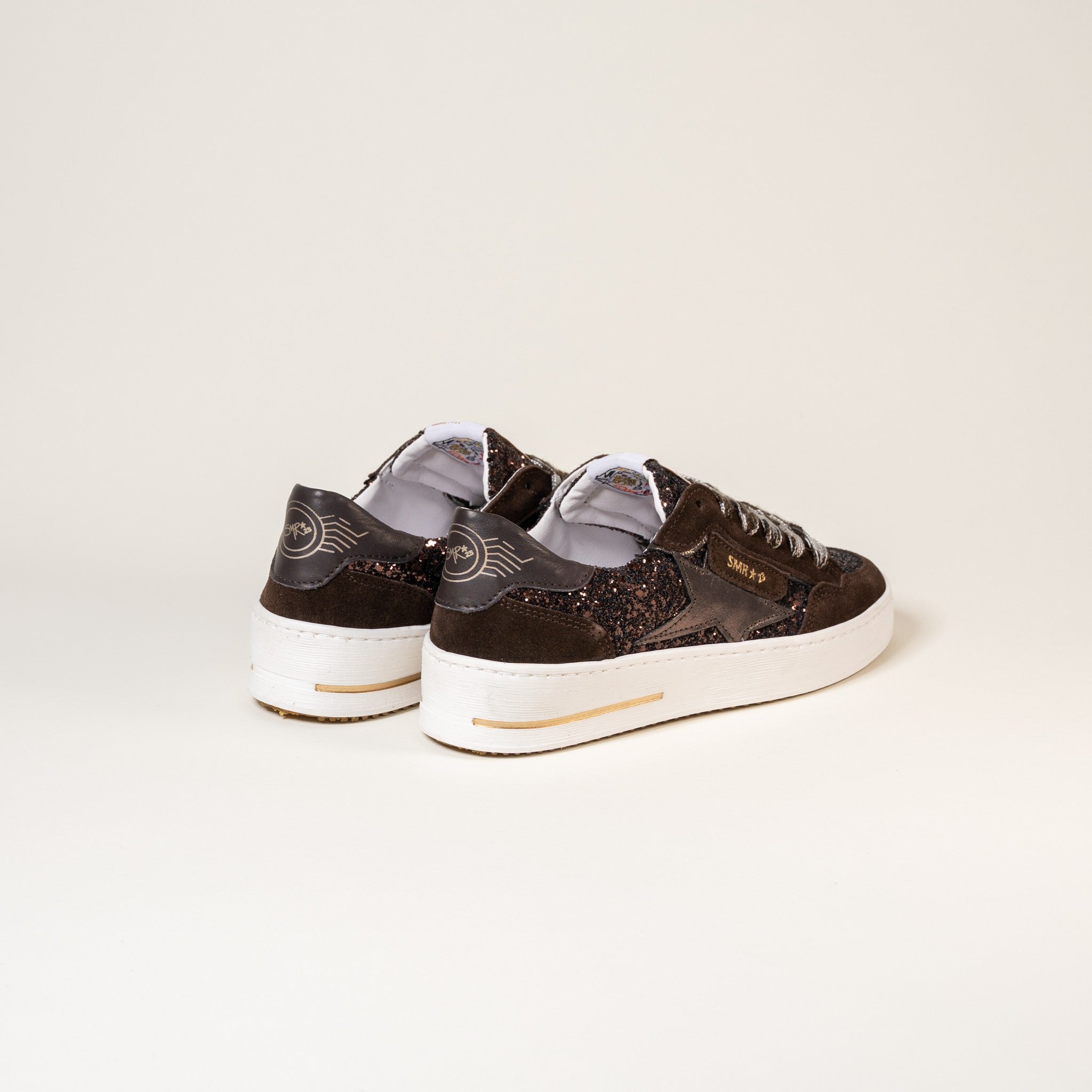 SMR Ale E481 baskets cuir marron glitter