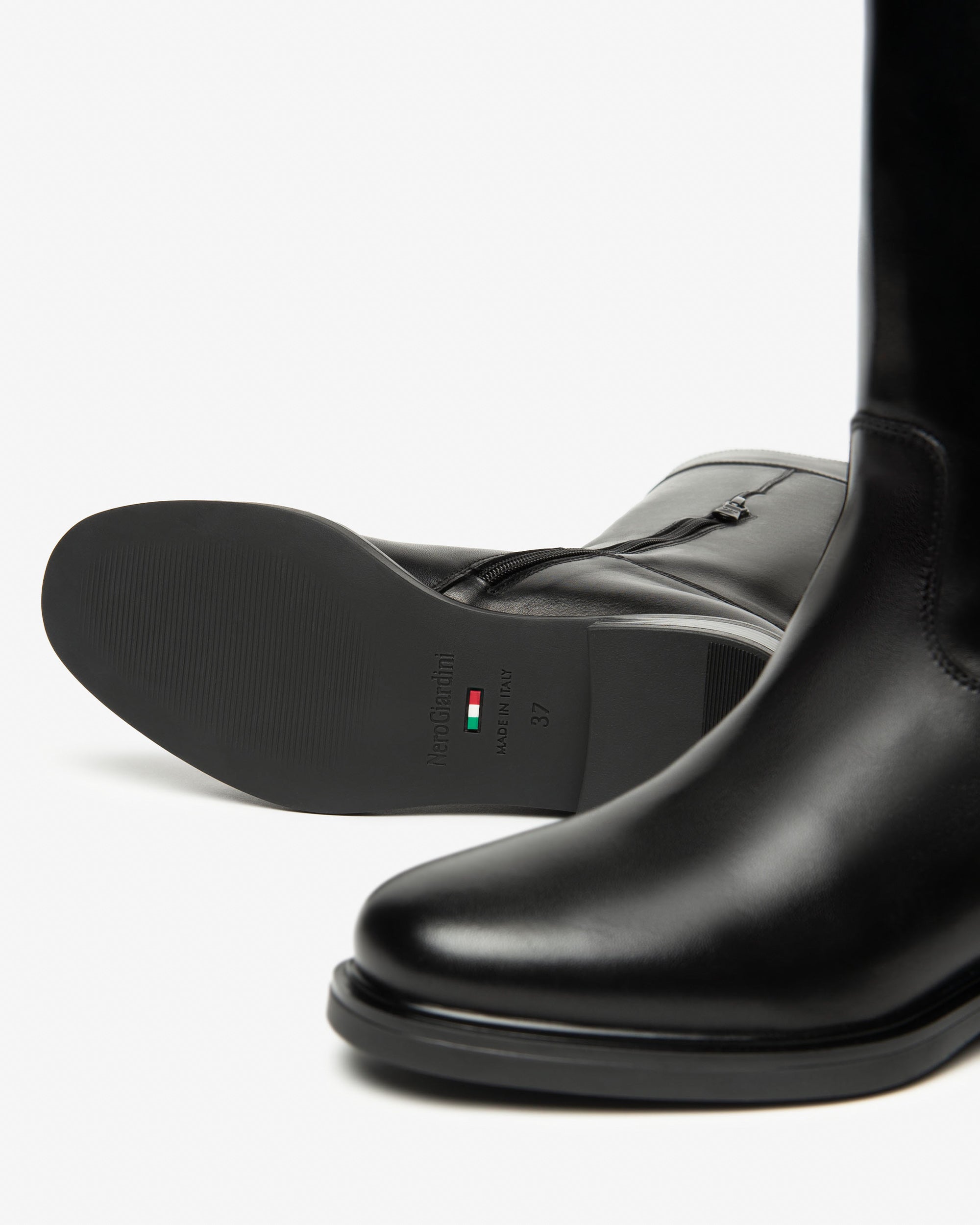 NeroGiardini Bottes Femme Cuir Talon Bloc 30 mm Zip