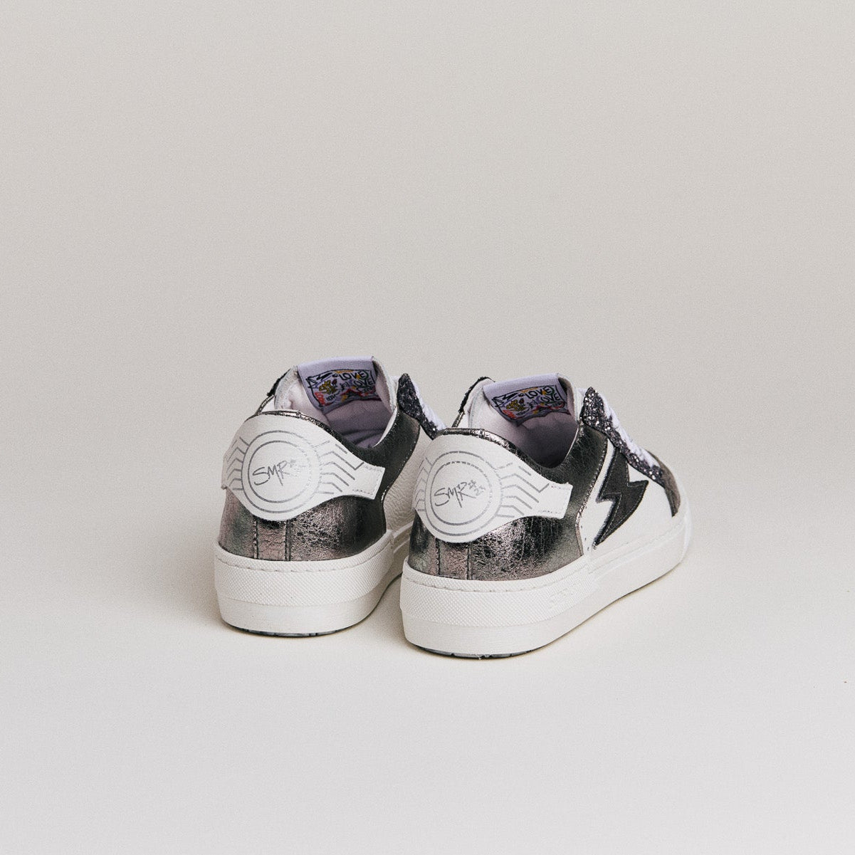 Semerdjian Noubar D608 baskets blanc anthracite paillettes