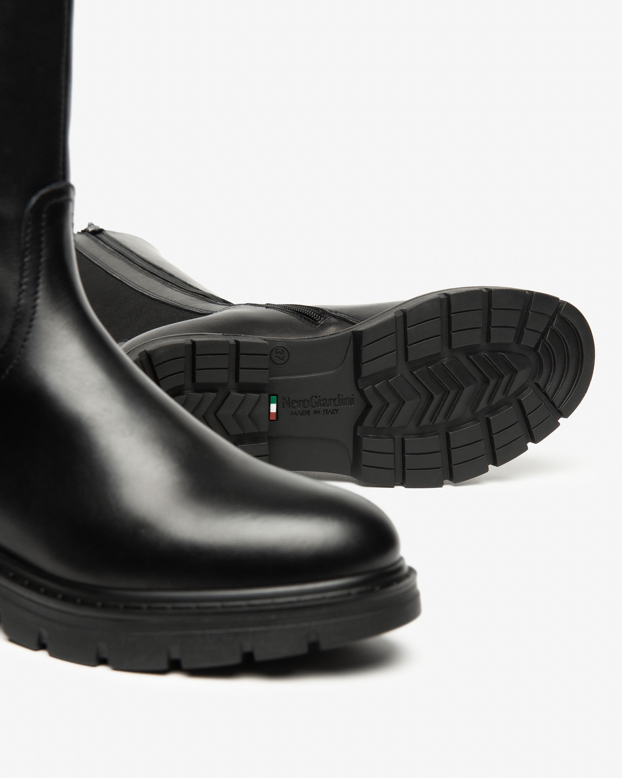 NeroGiardini Bottes femme cuir tissu hiver