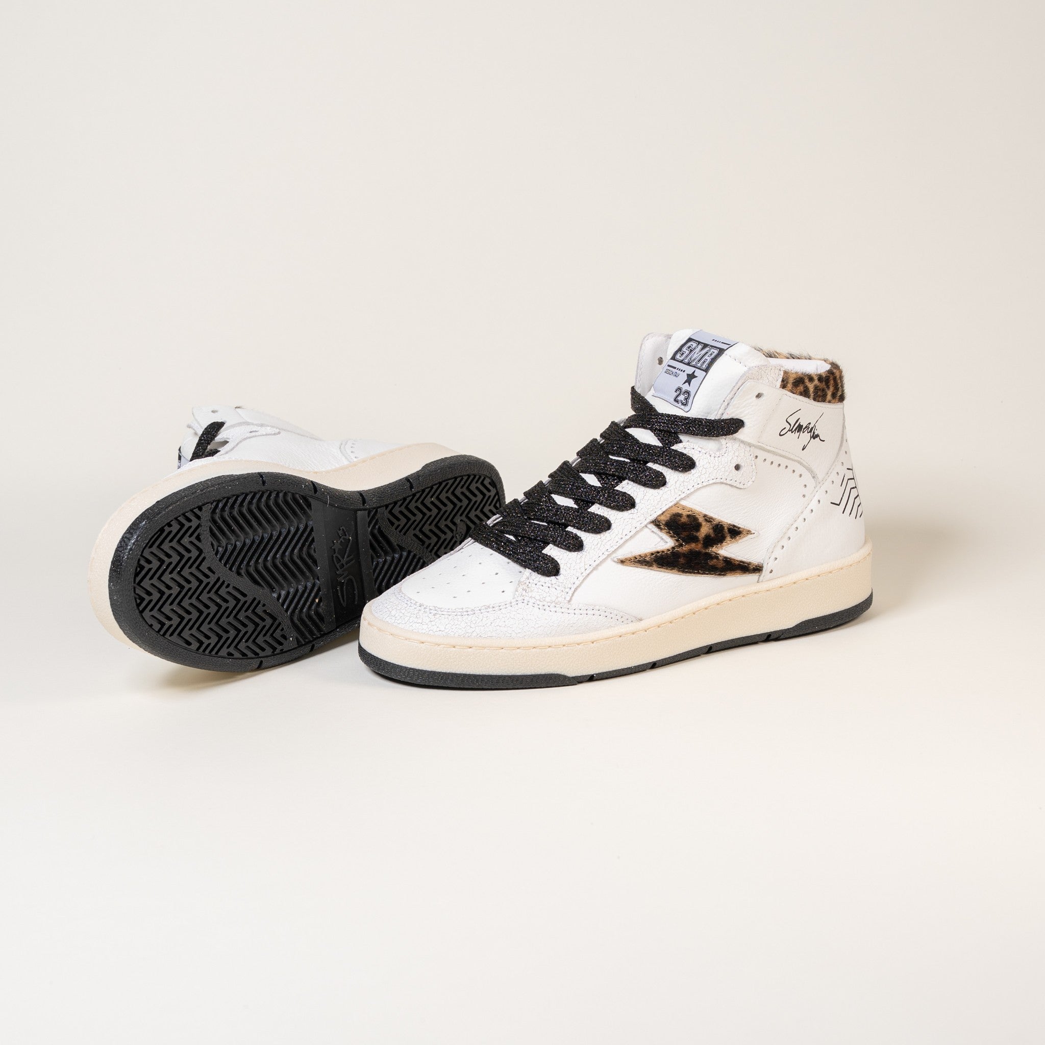 Semerdjian Braga E131 baskets blanc léopard cuir