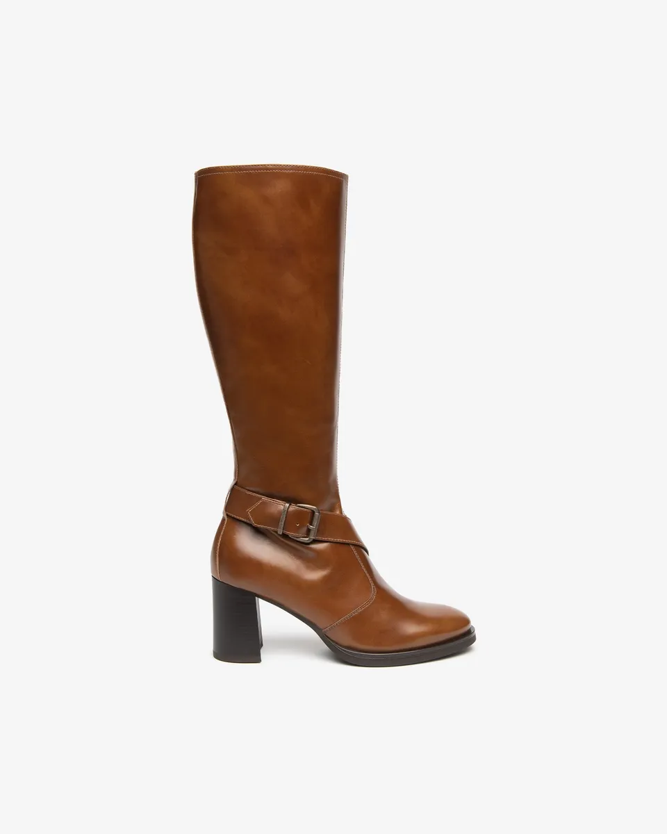 NeroGiardini Bottes Femme Cuir Talon Bloc 75mm