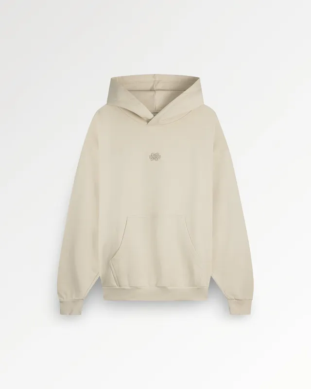 Filling Pieces Boxy Hoodie Peyote Beige Brodé