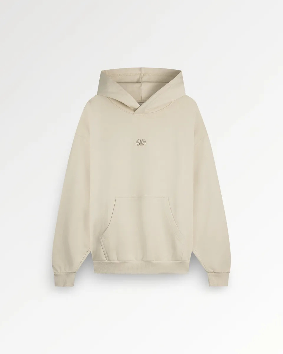 Filling Pieces Boxy Hoodie Peyote Beige Brodé