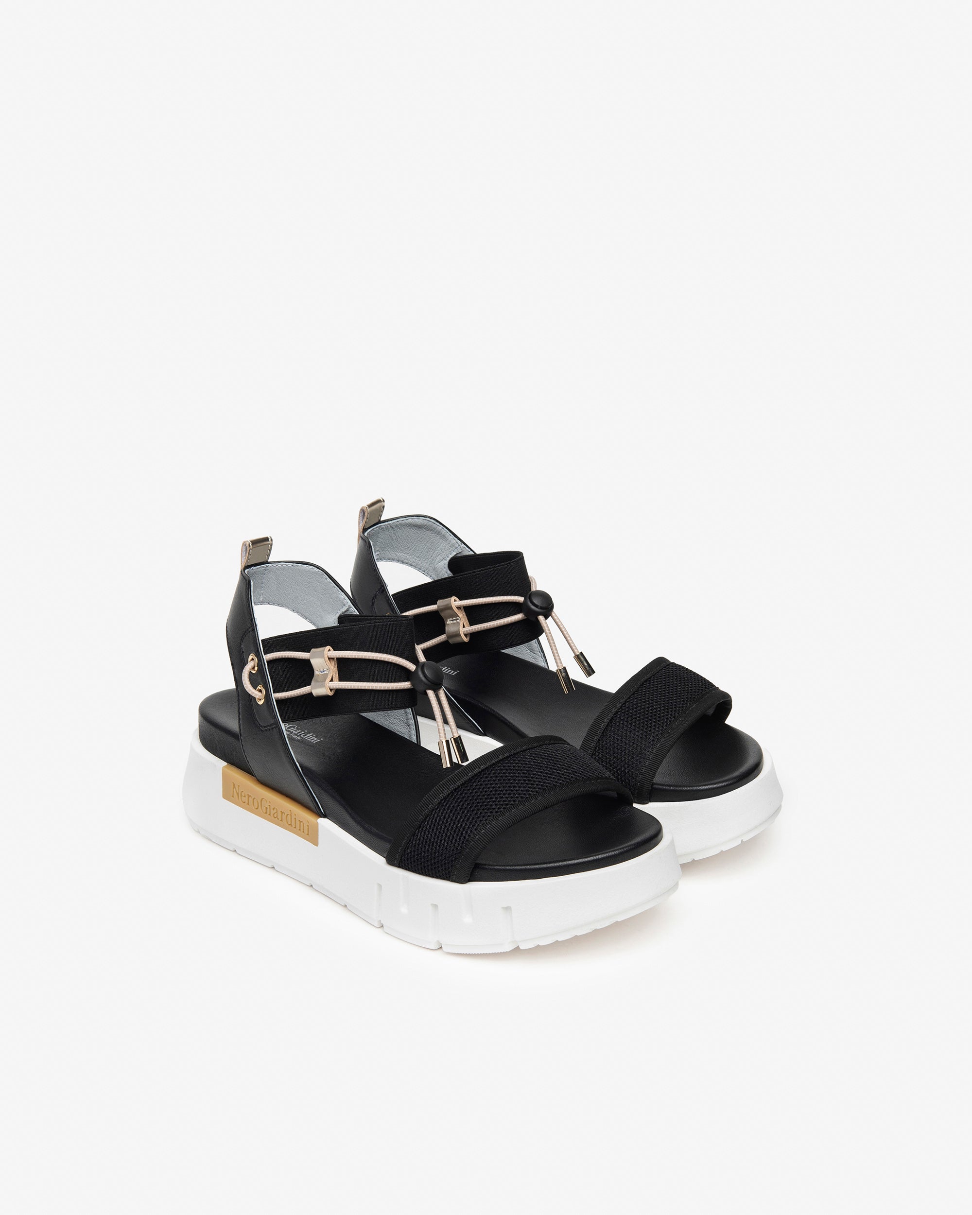NeroGiardini Sandales Femme Cuir Toile Plateforme 40 mm