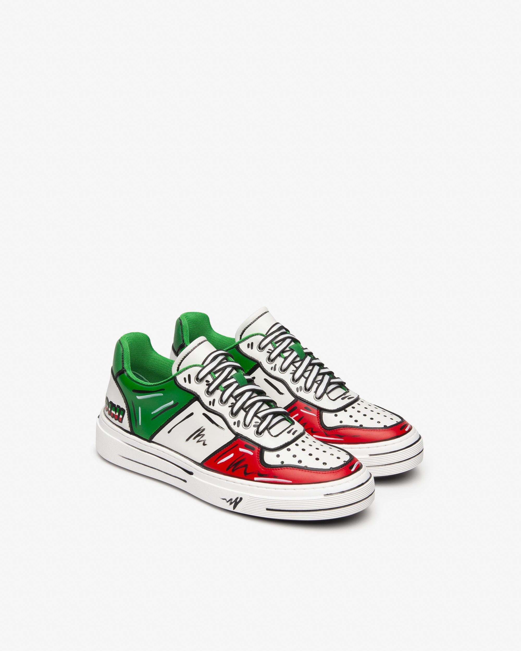 NeroGiardini Sneakers Homme Cuir Baskets Drapeau Italien