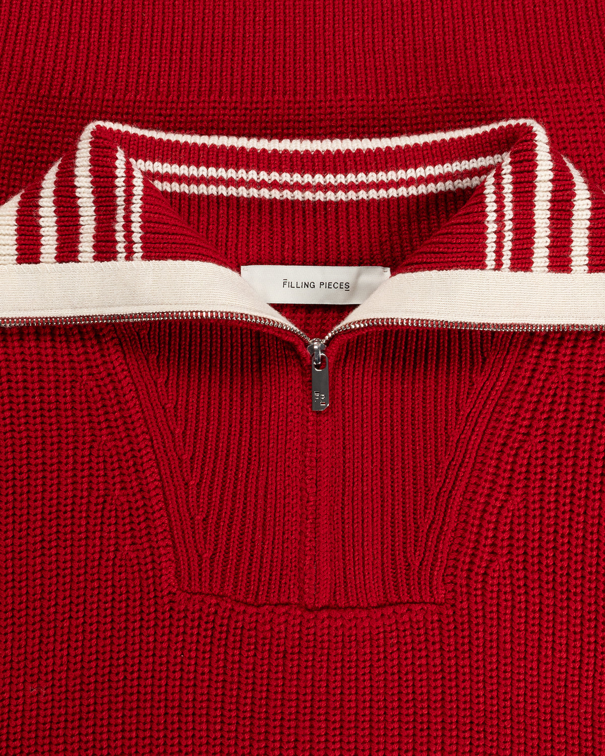 Filling Pieces Zip Knit Fisherman pull Scarlet Red zip