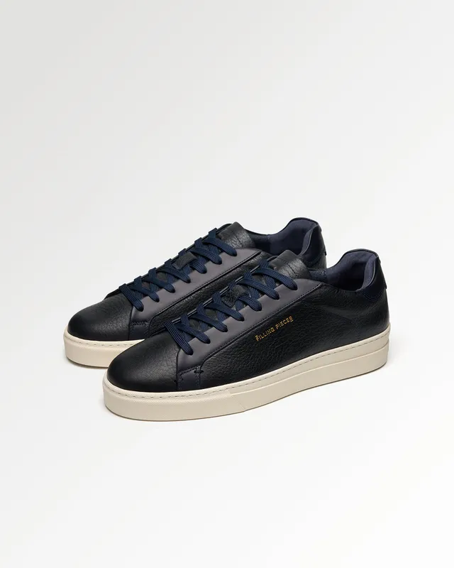 Filling Pieces Tiebreak Waxed Grain Navy sneakers bleu marine cuir