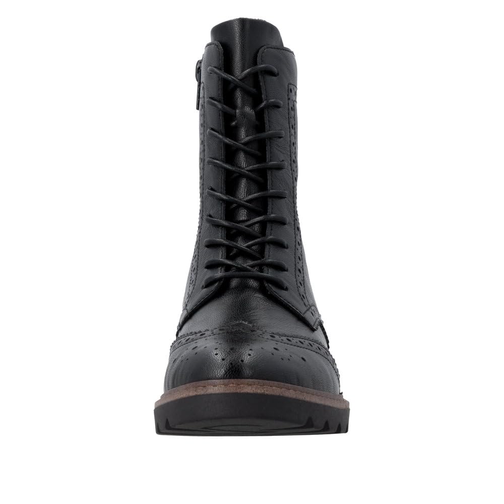 Remonte D2Q73 bottes à lacets femme noir cuir zip