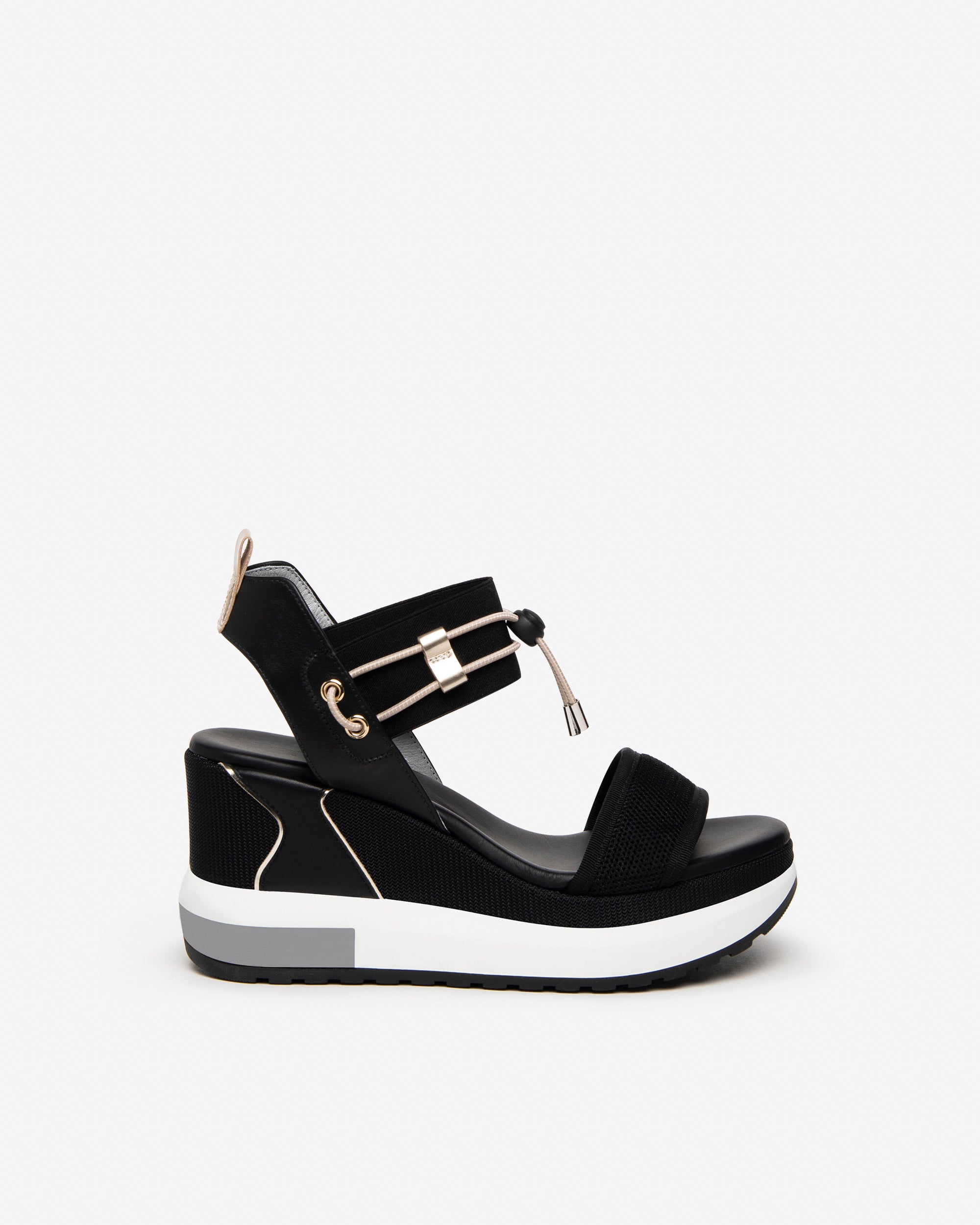NeroGiardini Sandales Femme en Cuir et Toile Compensées 40mm