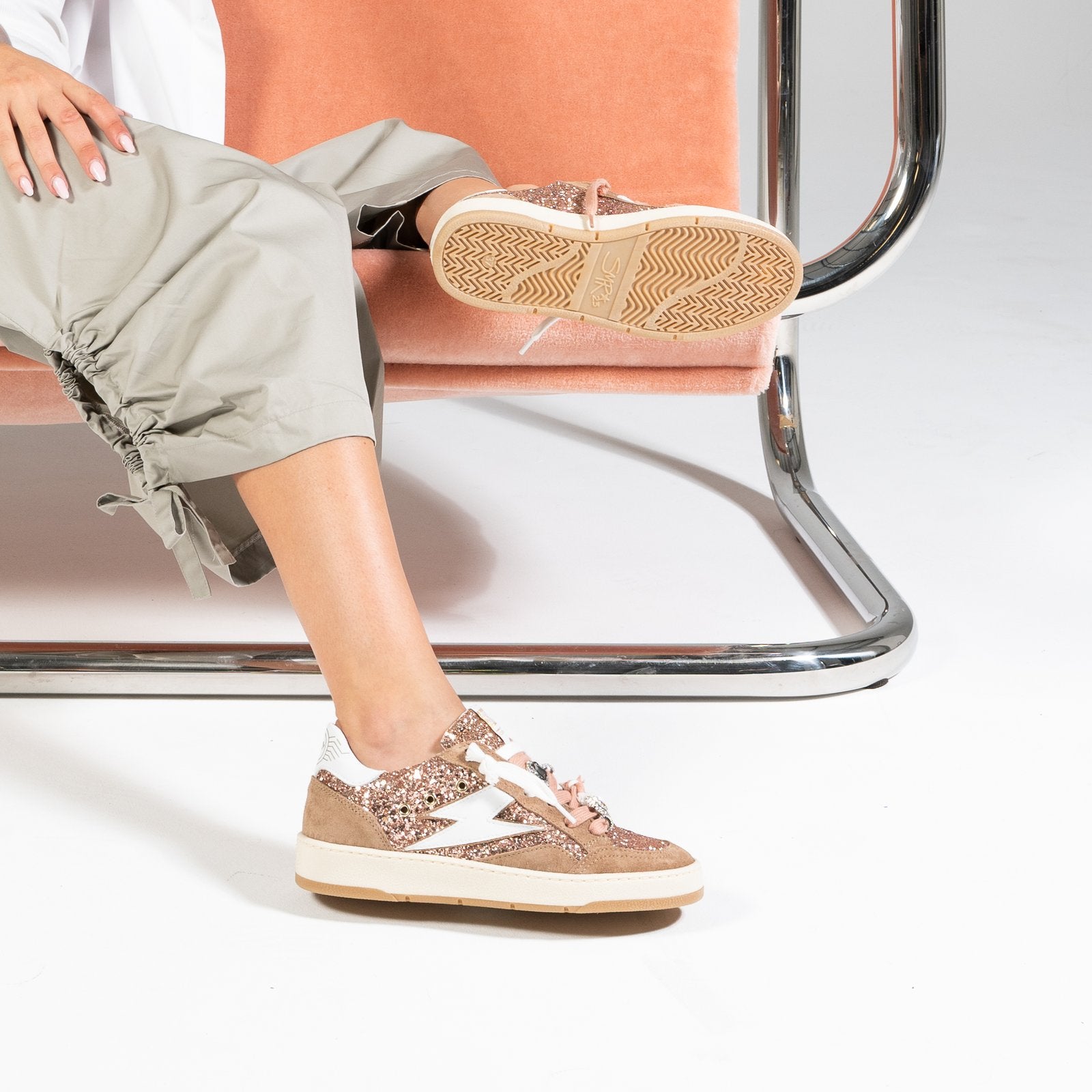Semerdjian Dany E194 baskets glitter nude bijoux