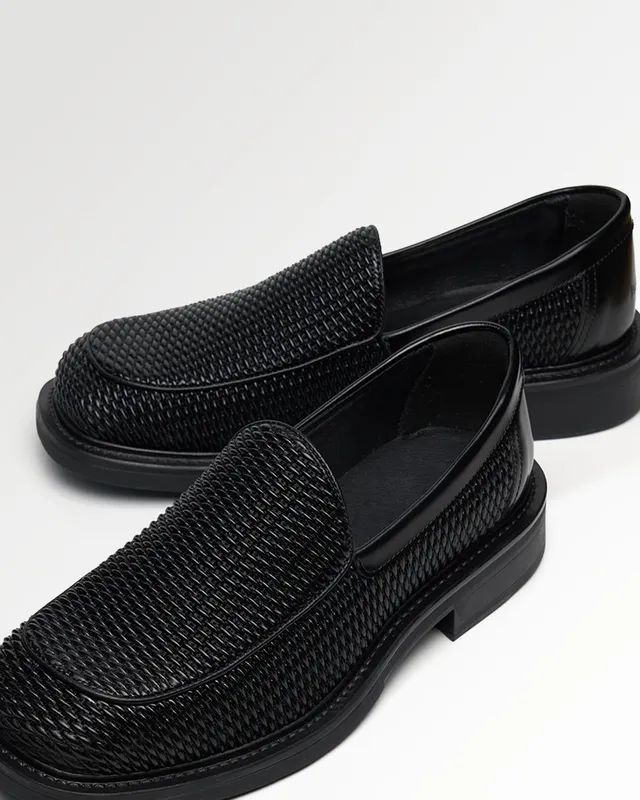 Filling Pieces Reed Square mocassin noir cuir vegan
