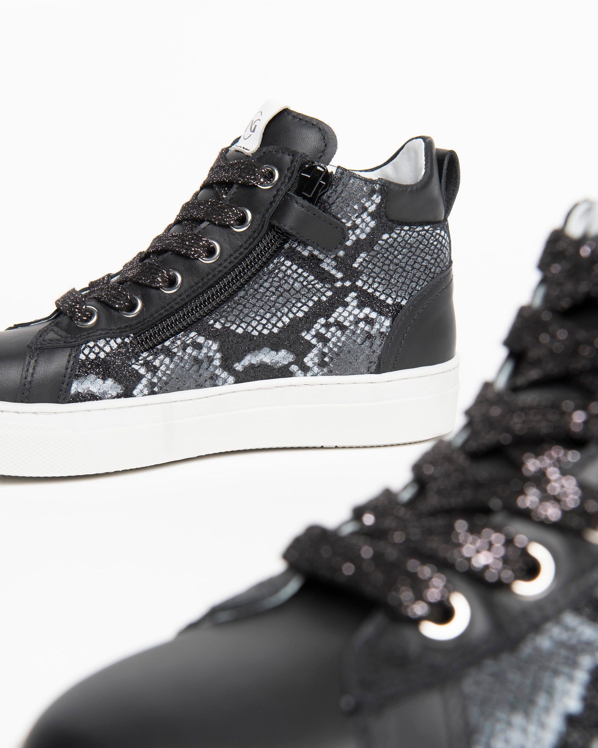 NeroGiardini Sneakers Teen Fille Cuir Lamé Fermeture Éclair