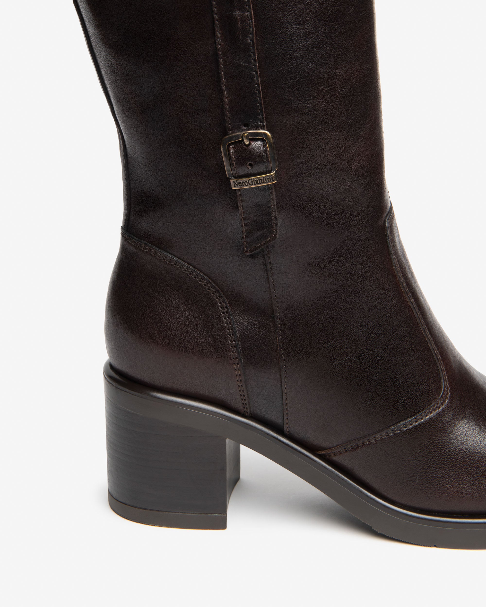 NeroGiardini Bottes Femme Cuir Talon Bloc 65 mm