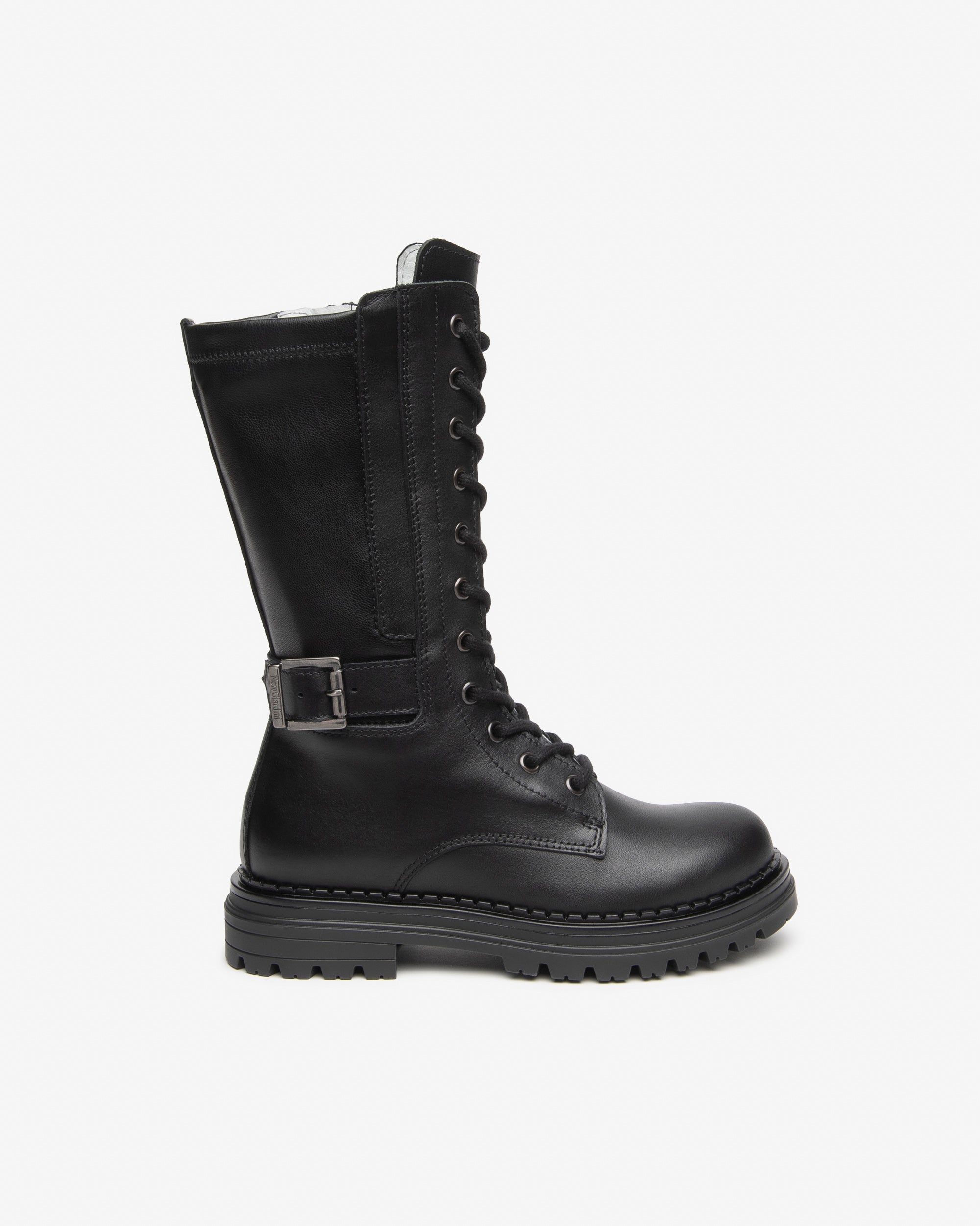 Nerogiardini Bottes Fille Cuir Combat Boots Tige Extensible