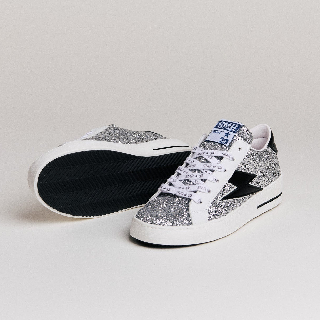 SMR Maya C781 baskets glitter argent éclair noir