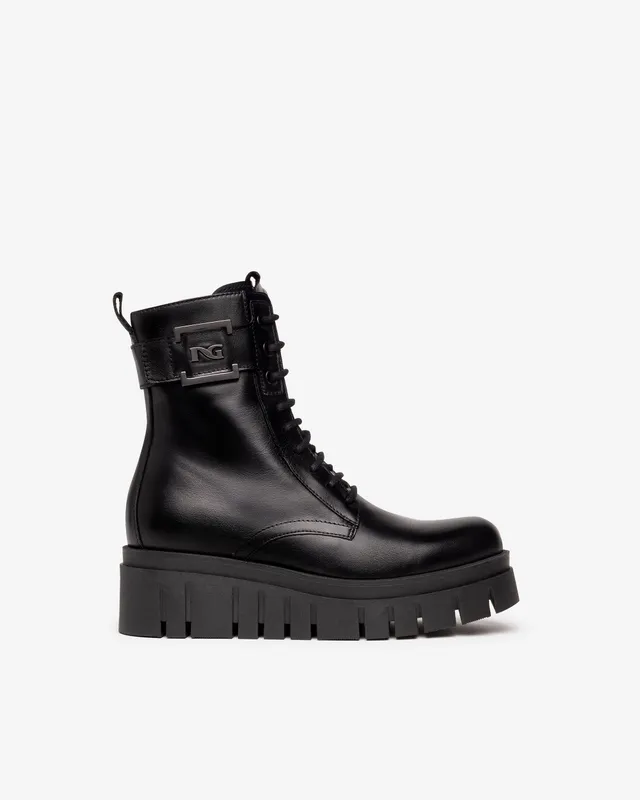 NeroGiardini Bottines Femme Cuir Combat Boots Italie