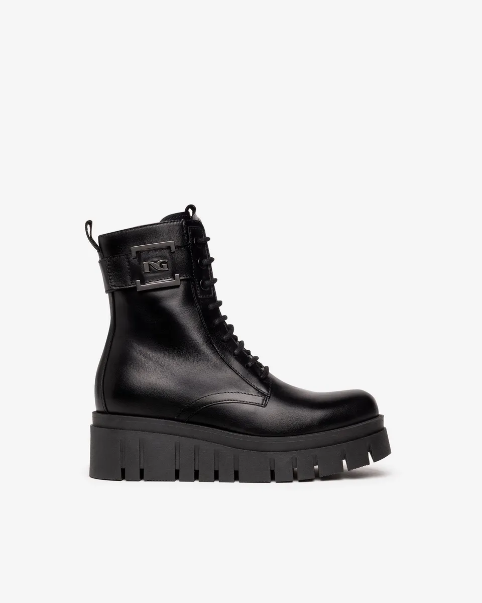 NeroGiardini Bottines Femme Cuir Combat Boots Italie