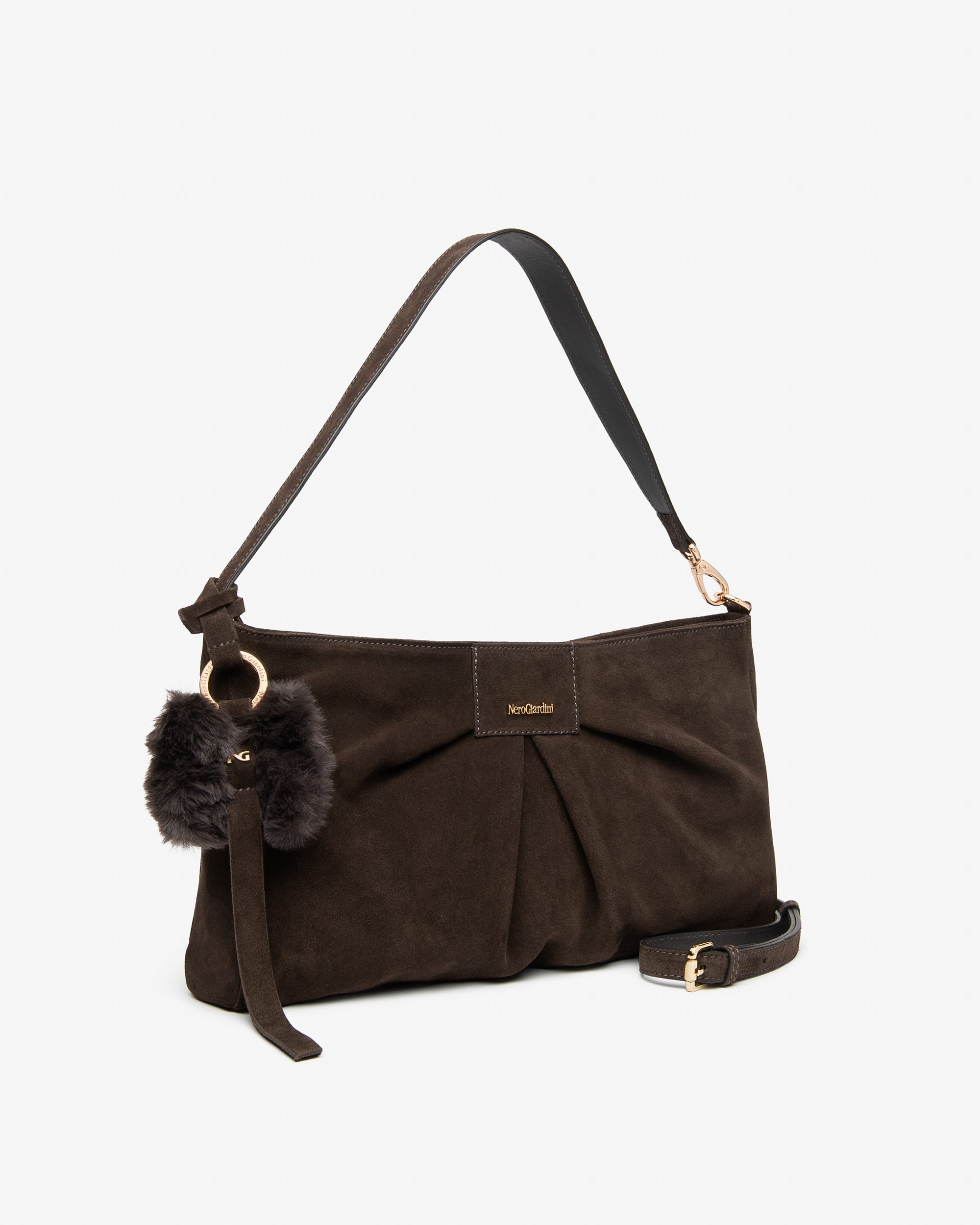 Nerogiardini Sacs Sac épaule cuir daim PZ drapé