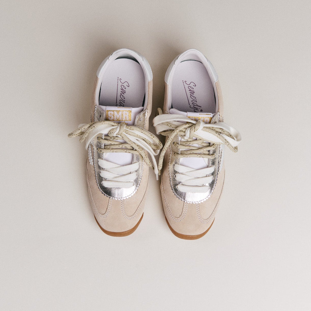 SMR Baskets Joyce D617 daim beige blanc