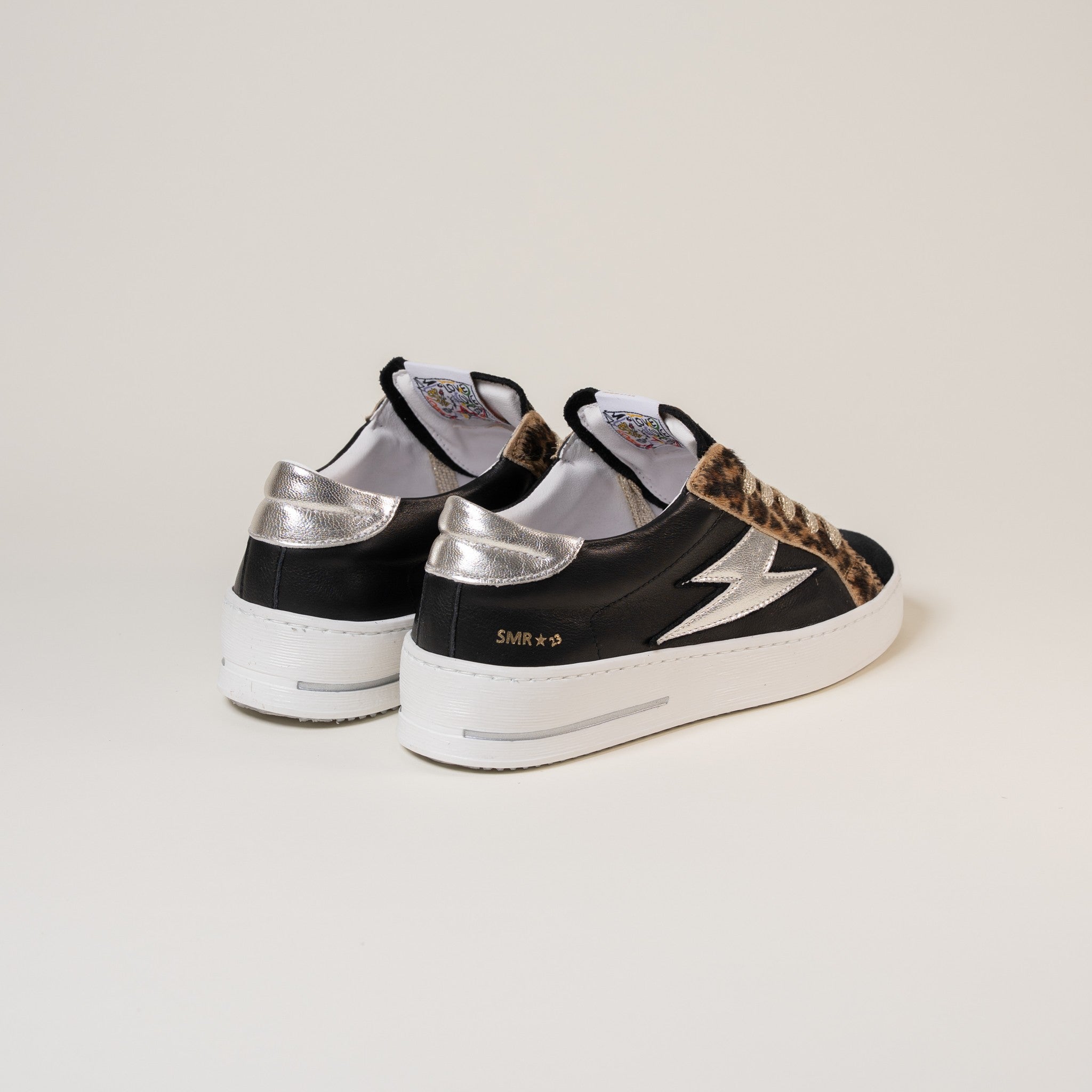 SMR Maya E189 baskets léopard noir champagne